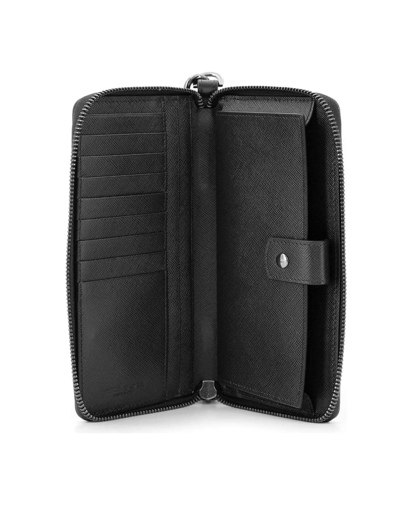 Kiton Leather Wallet With Metal Logo - Black
