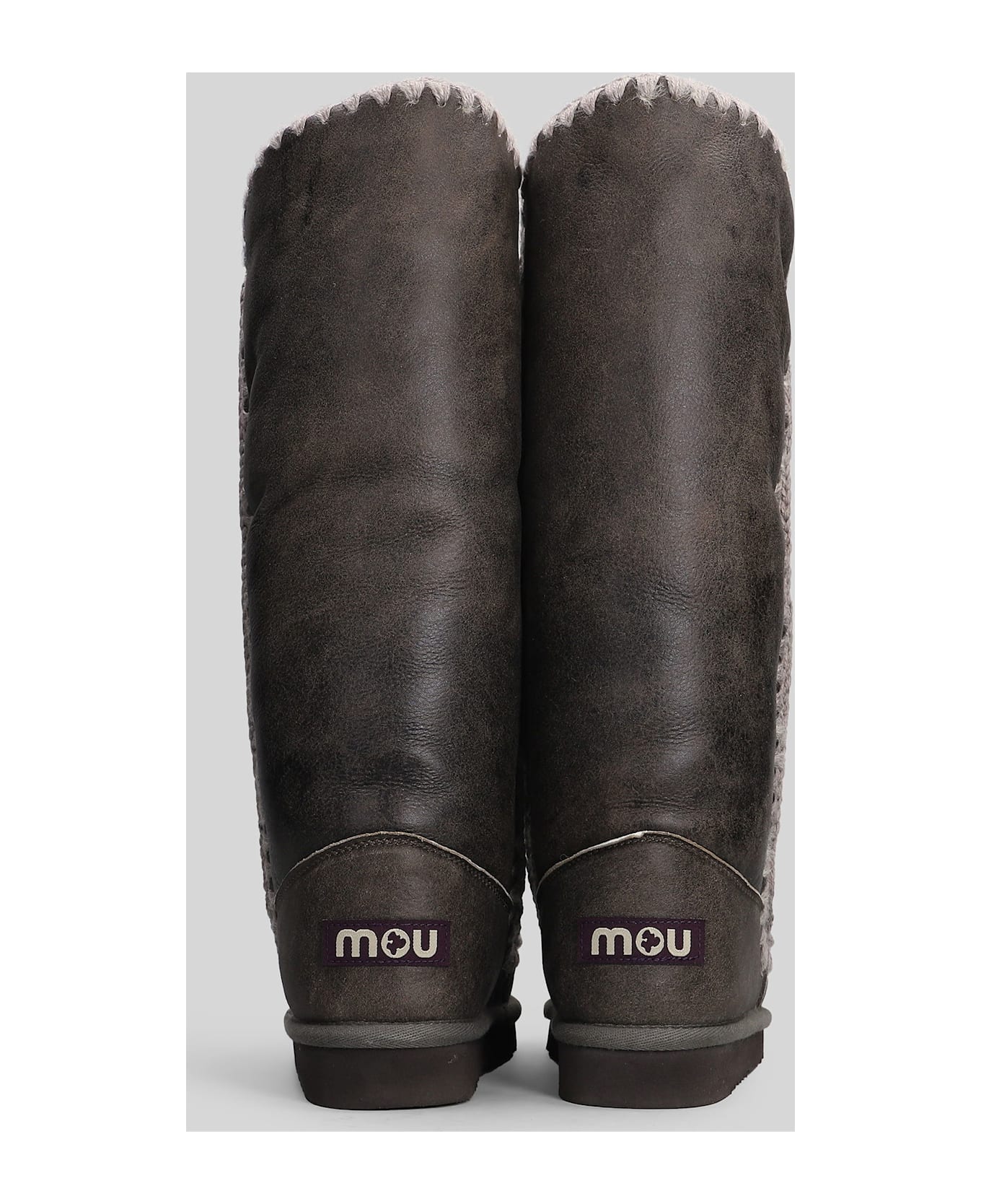 Mou Eskimo 40 Low Heels Boots In Brown Leather - brown