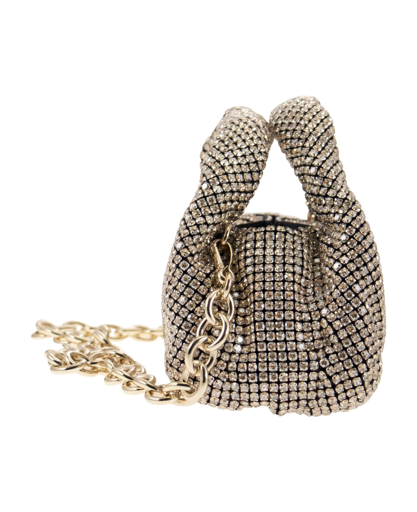 Stuart Weitzman The Moda Shine Mini - Hand Bag With Crystals - Gold