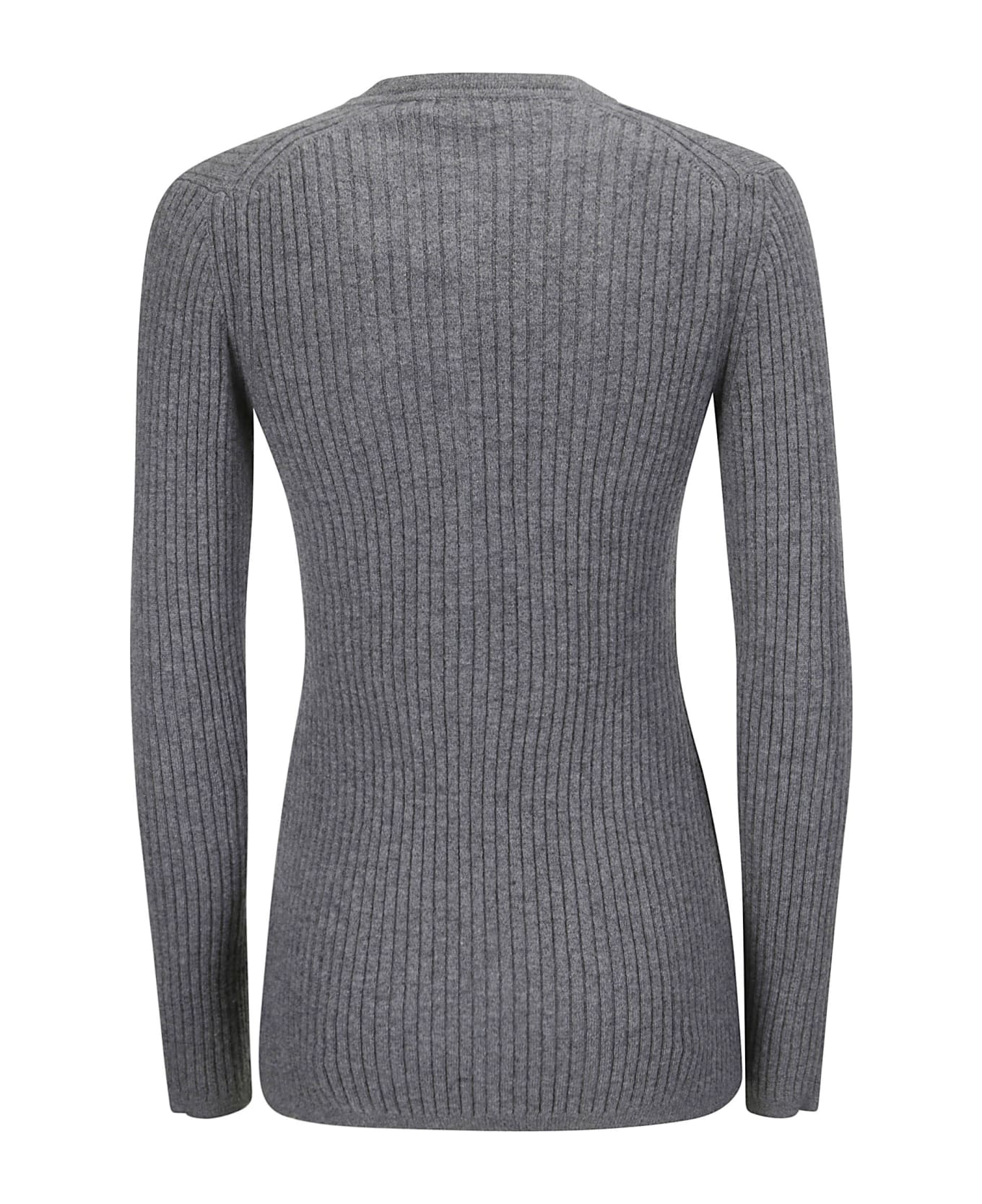 Róhe Elongated Rib Cardigan - mid grey melange