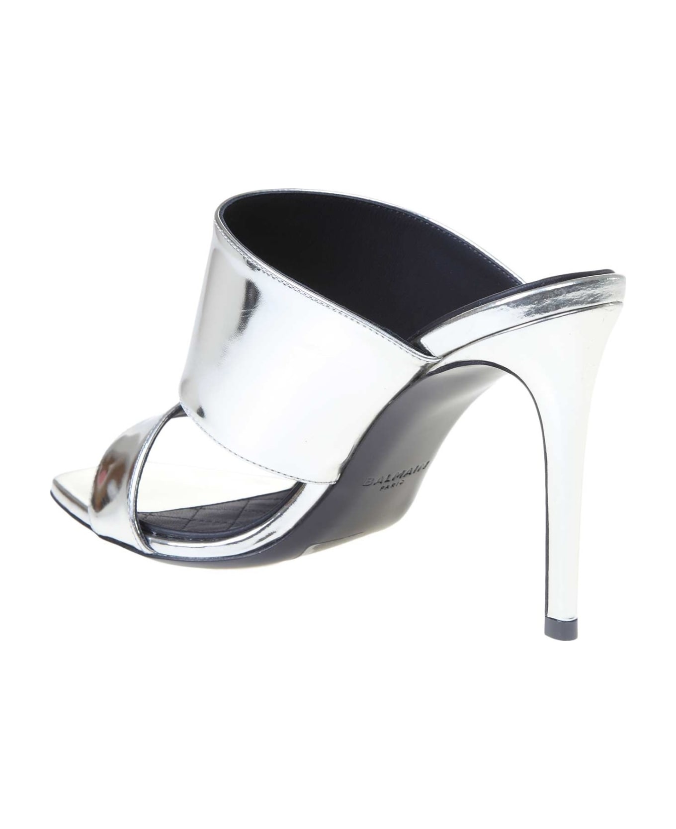Balmain Sabot Paola Mirror In Mirror Effect Leather - Silver
