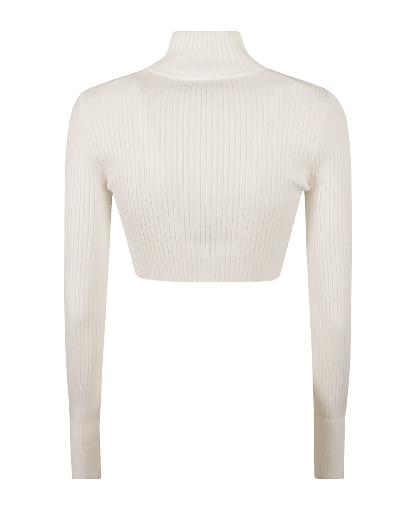 Courrèges Cut-out Detail Turtleneck Cropped Sweater - White