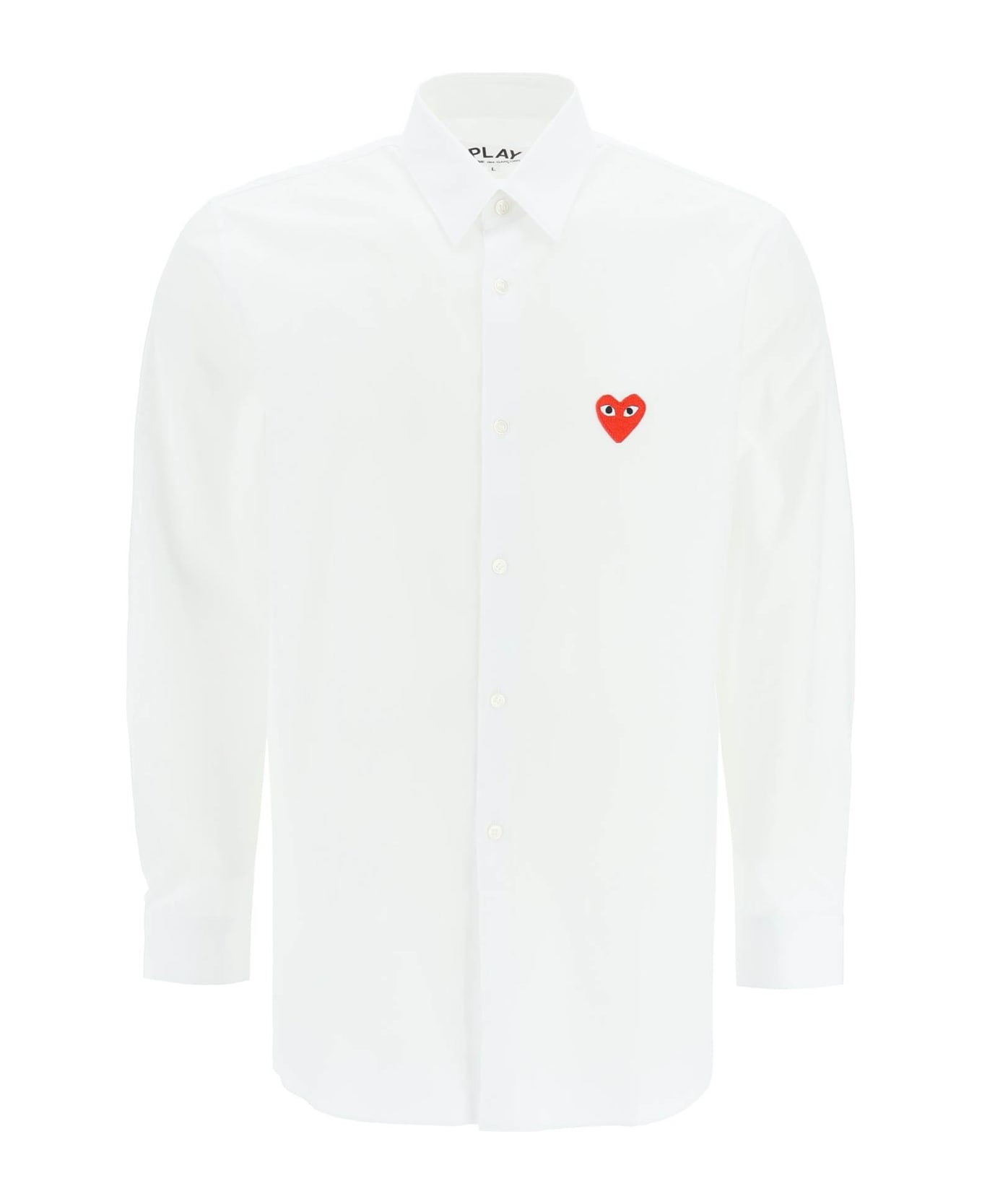 Comme des Garçons Play Heart Patch Unisex Shirt - WHITE (White)