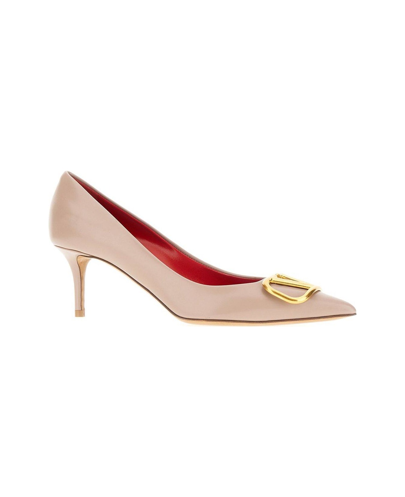 Valentino Garavani Vlogo Plaque Pointed Toe Pumps - POUDRE