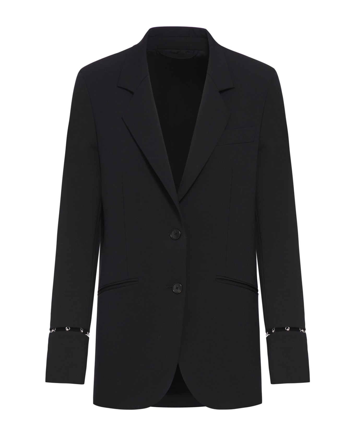 Del Core Single Breasted Tailored Jacket With Mushroom Hook Detail On Sleeves - Black