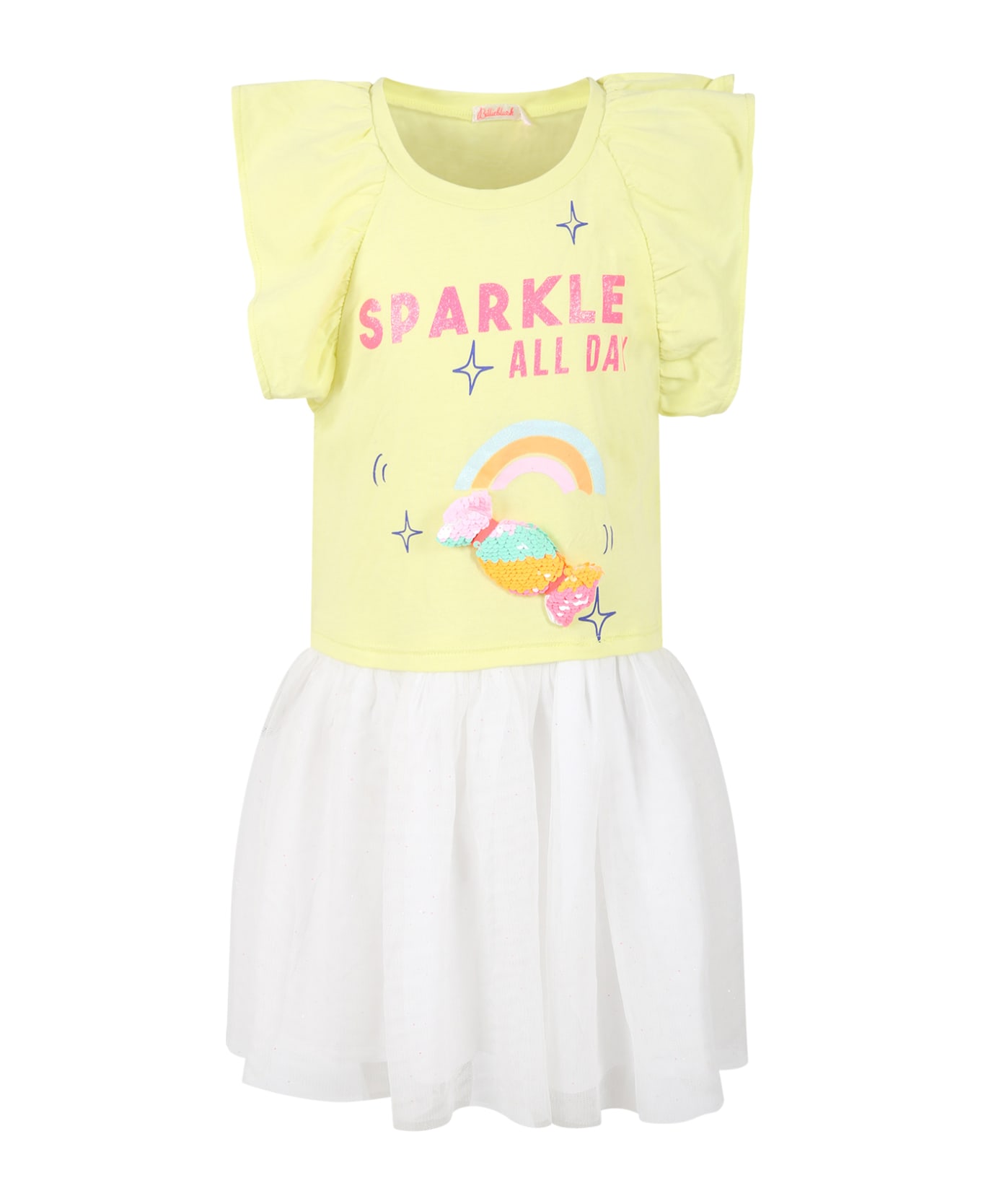 Billieblush Multicolor Dress For Girl With Candy And Sparkle All Day Writing - Multicolor