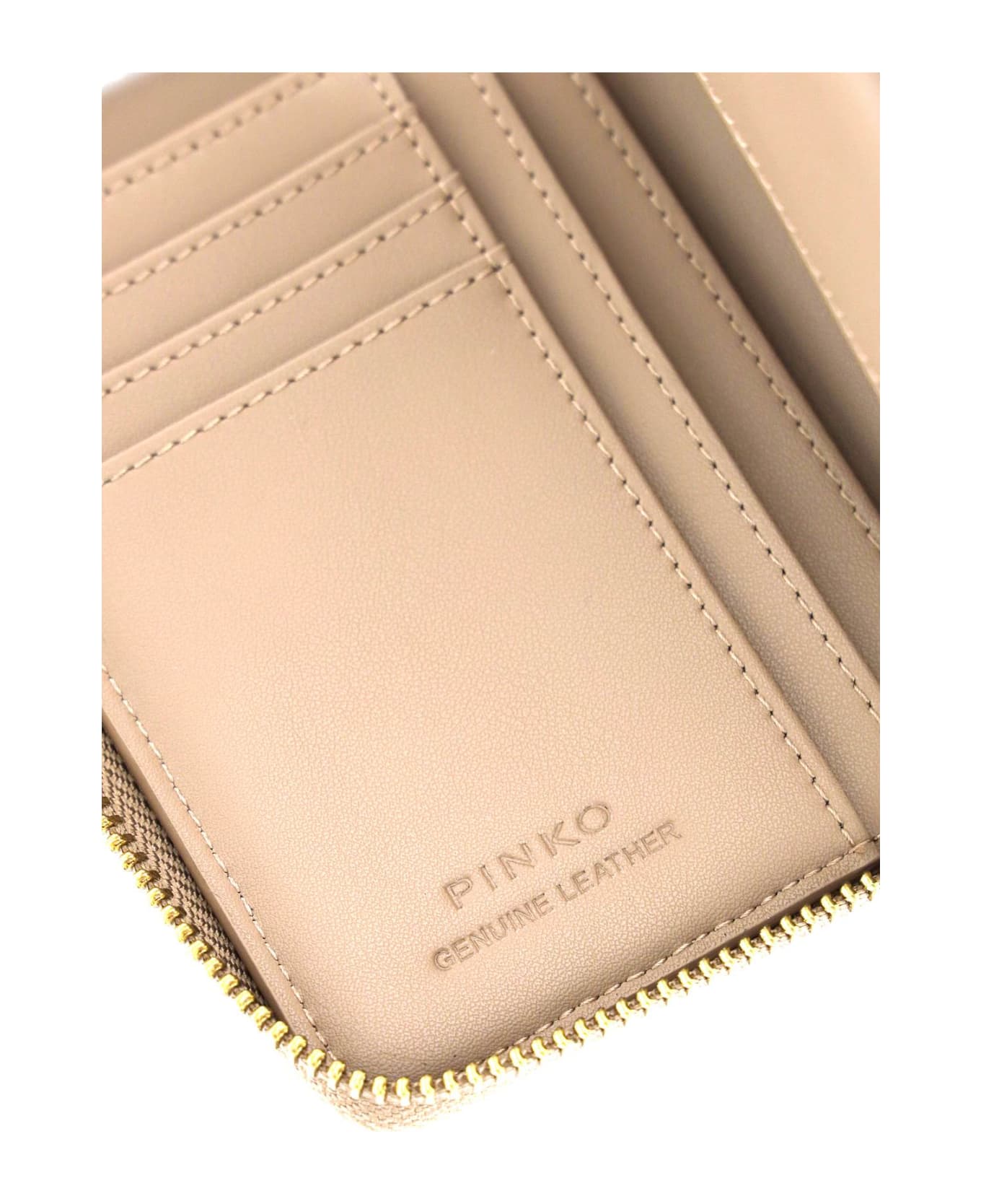 Pinko Leather Zip-around Wallet - BISCOTTO ZENZERO ANTIQUE GOLD (Beige) 財布