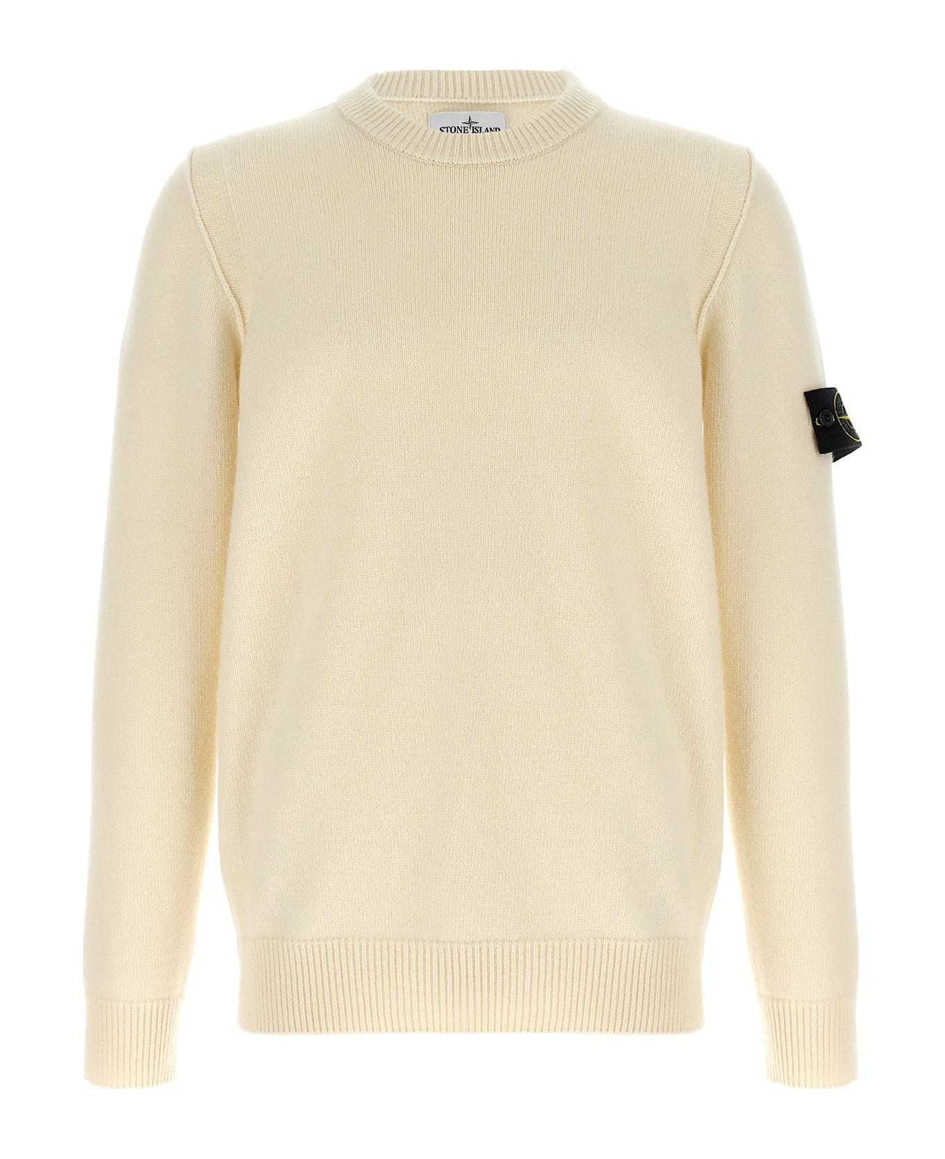 Stone Island Logo Badge Sweater - White
