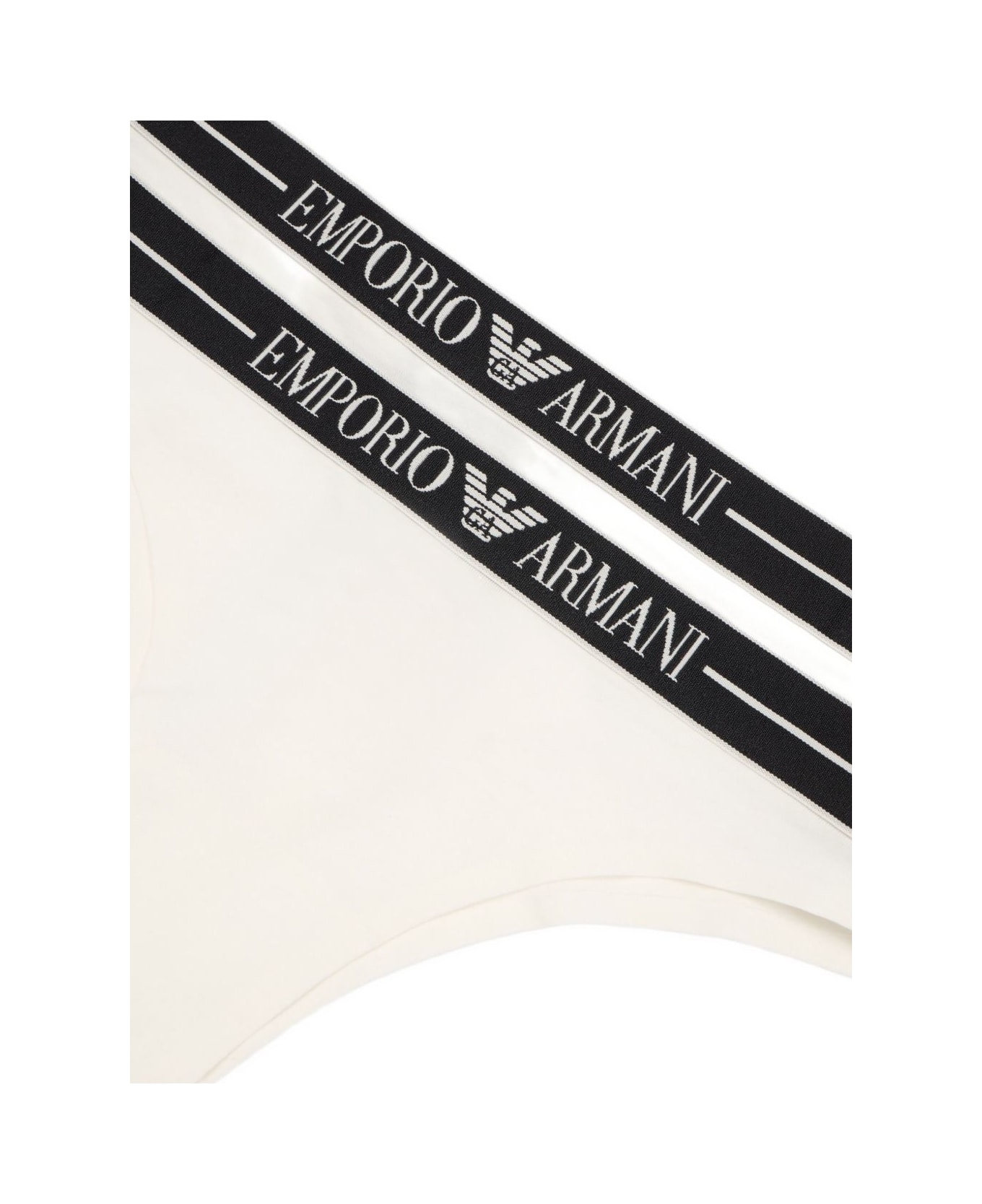 Emporio Armani Logo Briefs - 2 Pack - White