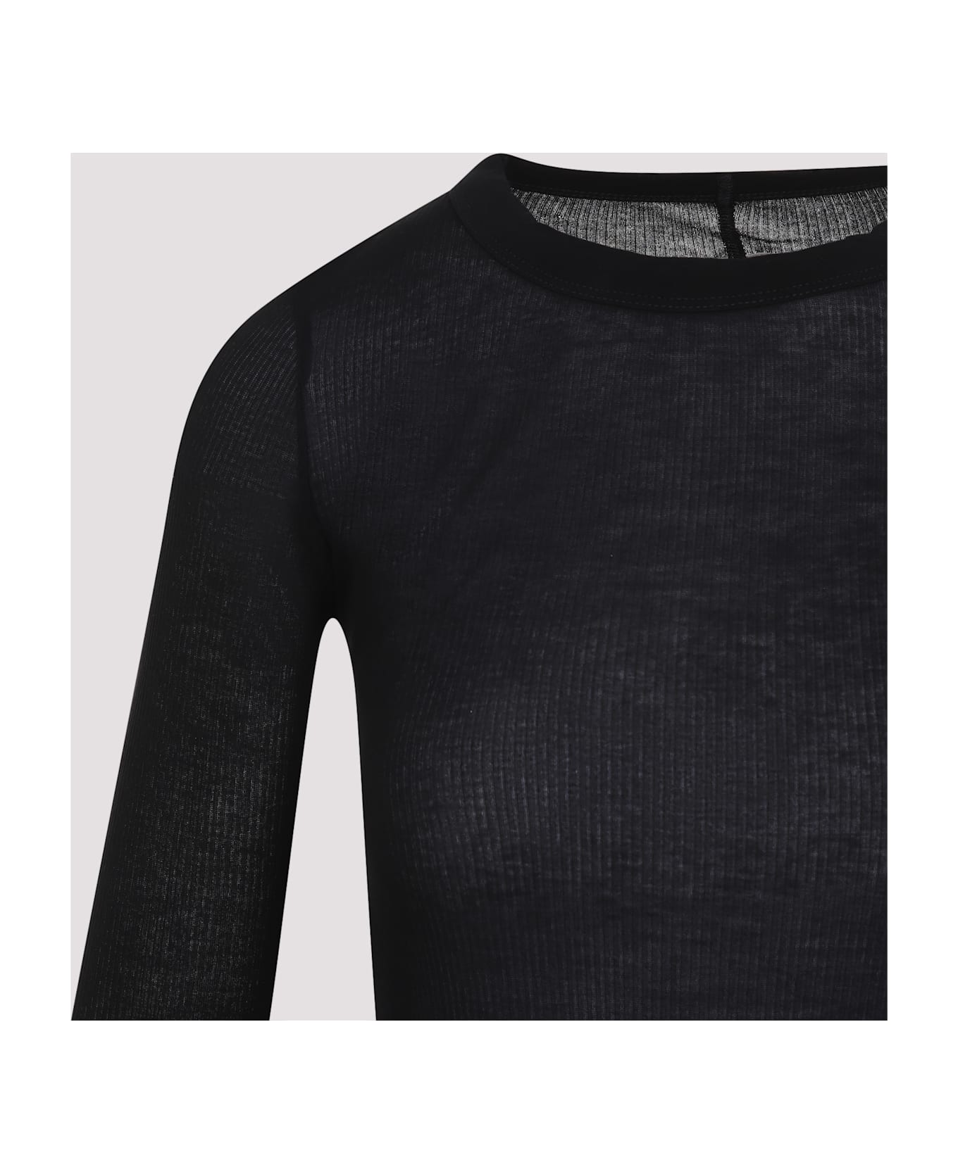 Rick Owens Rib Ls T Top - Black