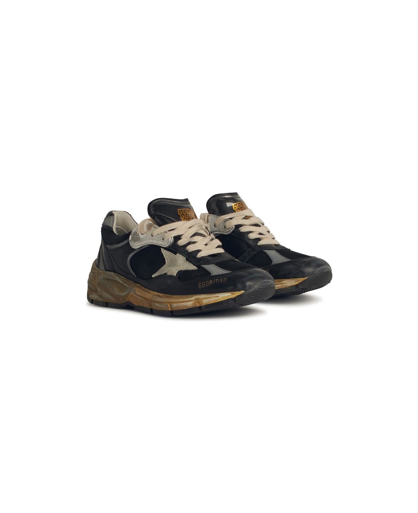 Golden Goose 'running Dad' Black Leather Blend Sneakers - Black
