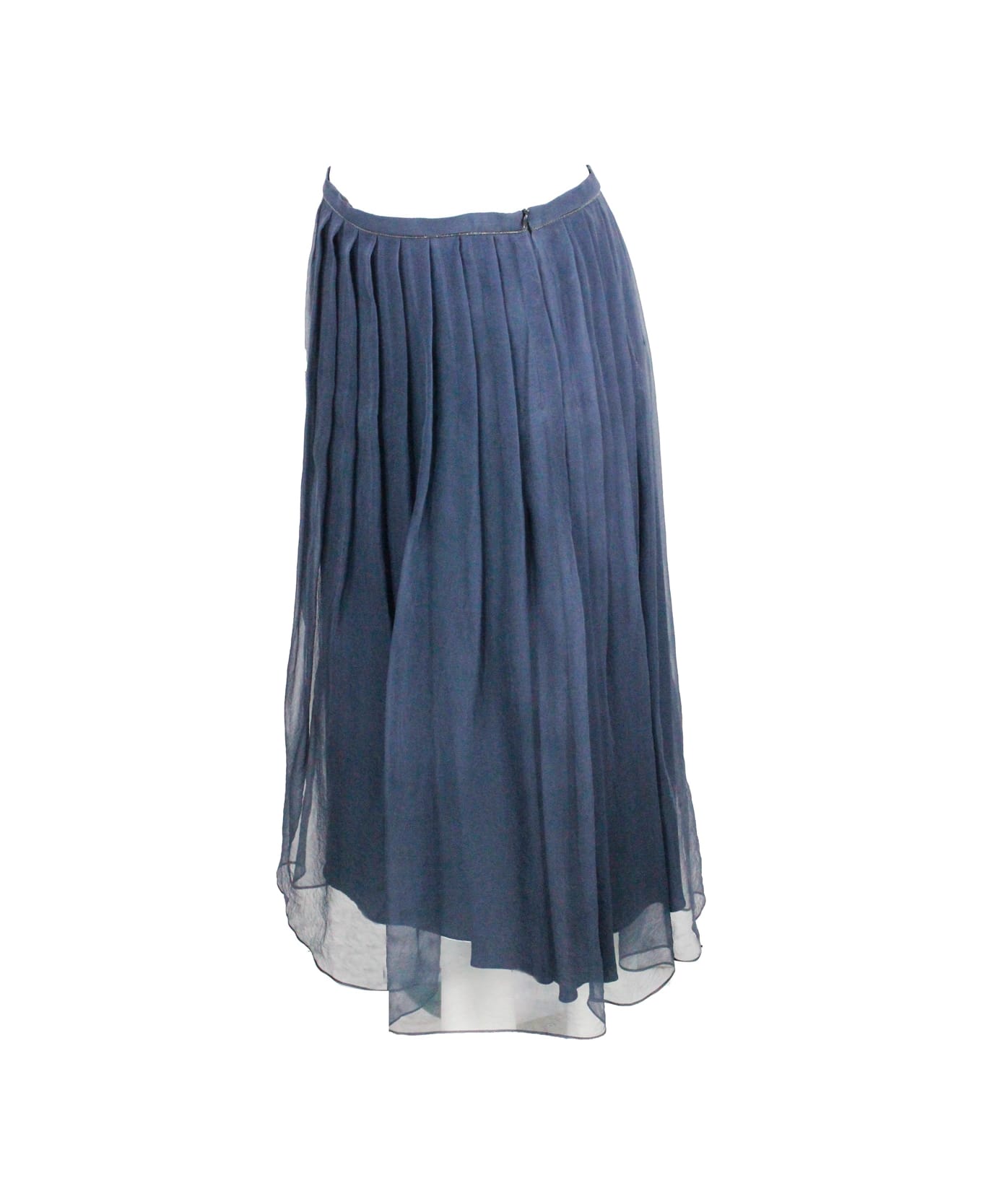 Brunello Cucinelli Long Pleated Skirt - Blu スカート
