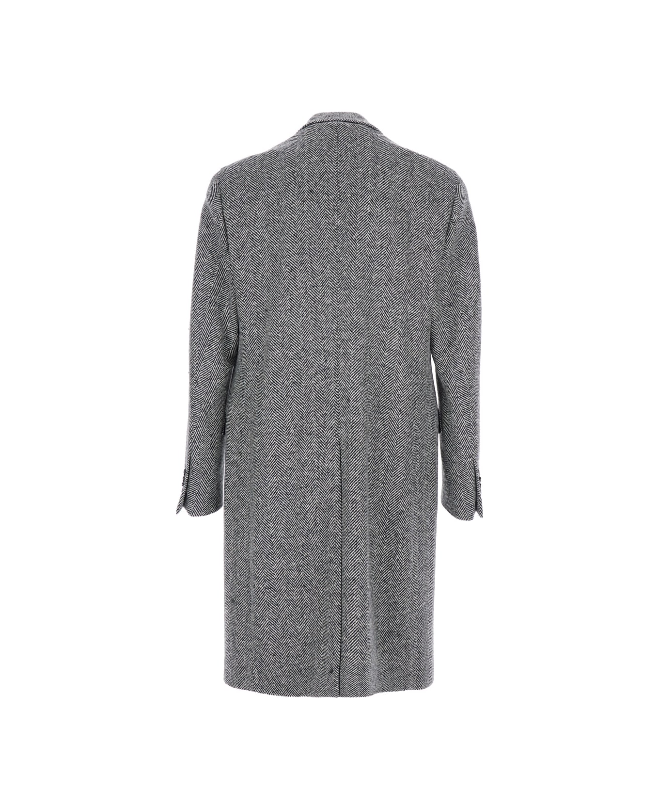 Lardini Grey Single-breasted Coat With Classic Lapels In Wool Man - Grey