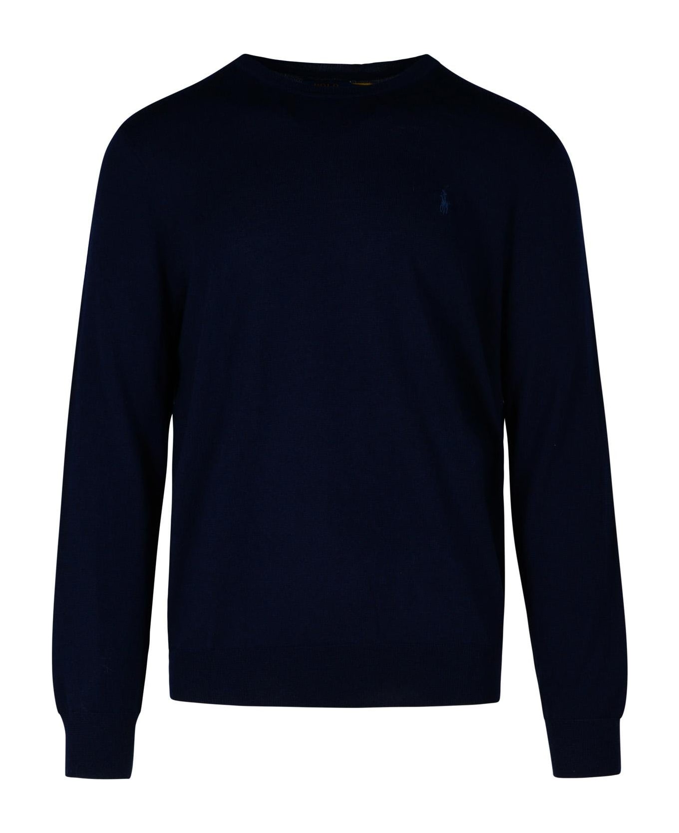 Polo Ralph Lauren Logo Embroidered Crewneck Jumper - Blue