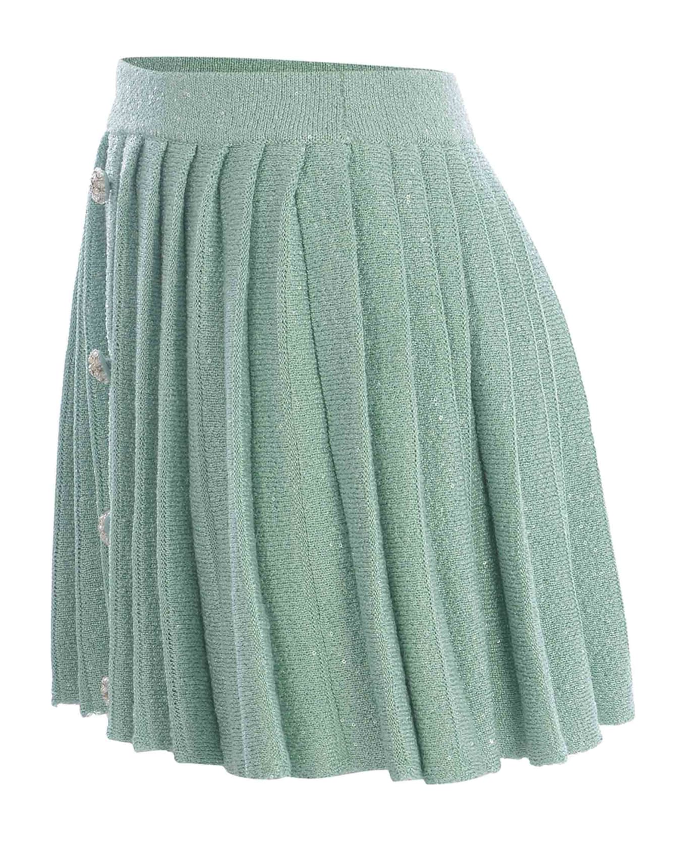 self-portrait Skirt Self-portrait "pailettes" Made Of Knitted Fabric - Verde menta