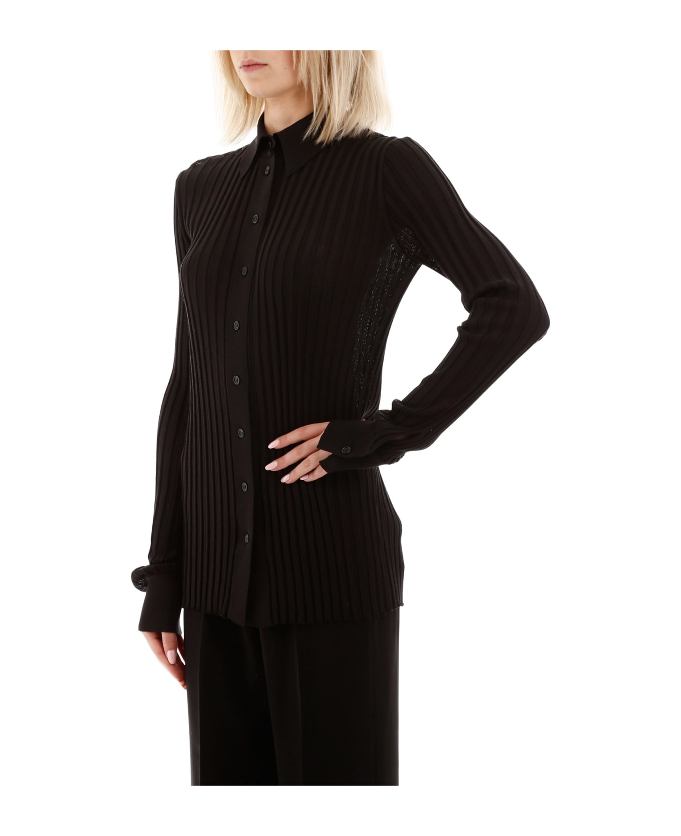 Bottega Veneta Ribbed Cardigan - NERO (Black)