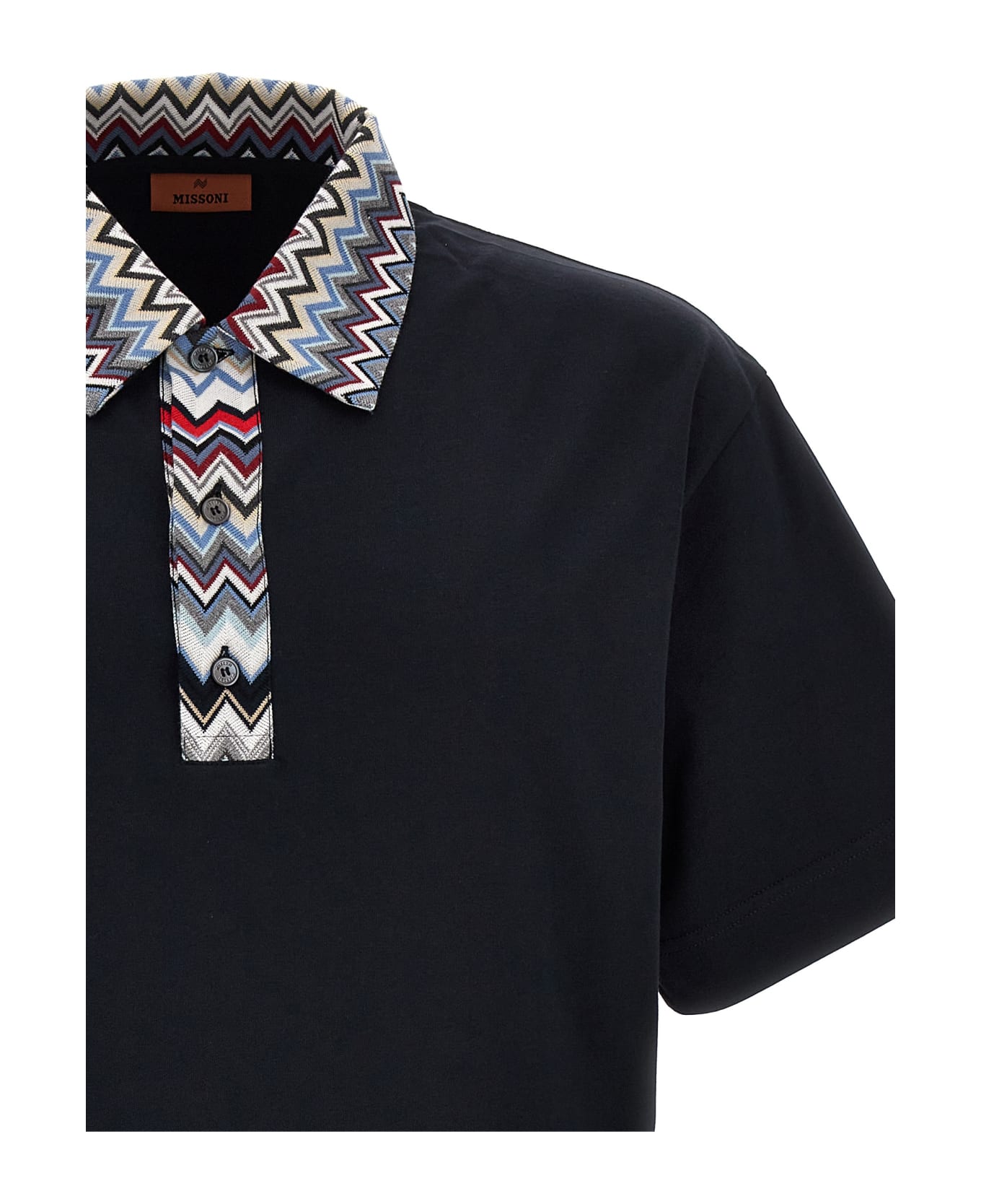 Missoni Zigzag Collar Polo Shirt - Blue