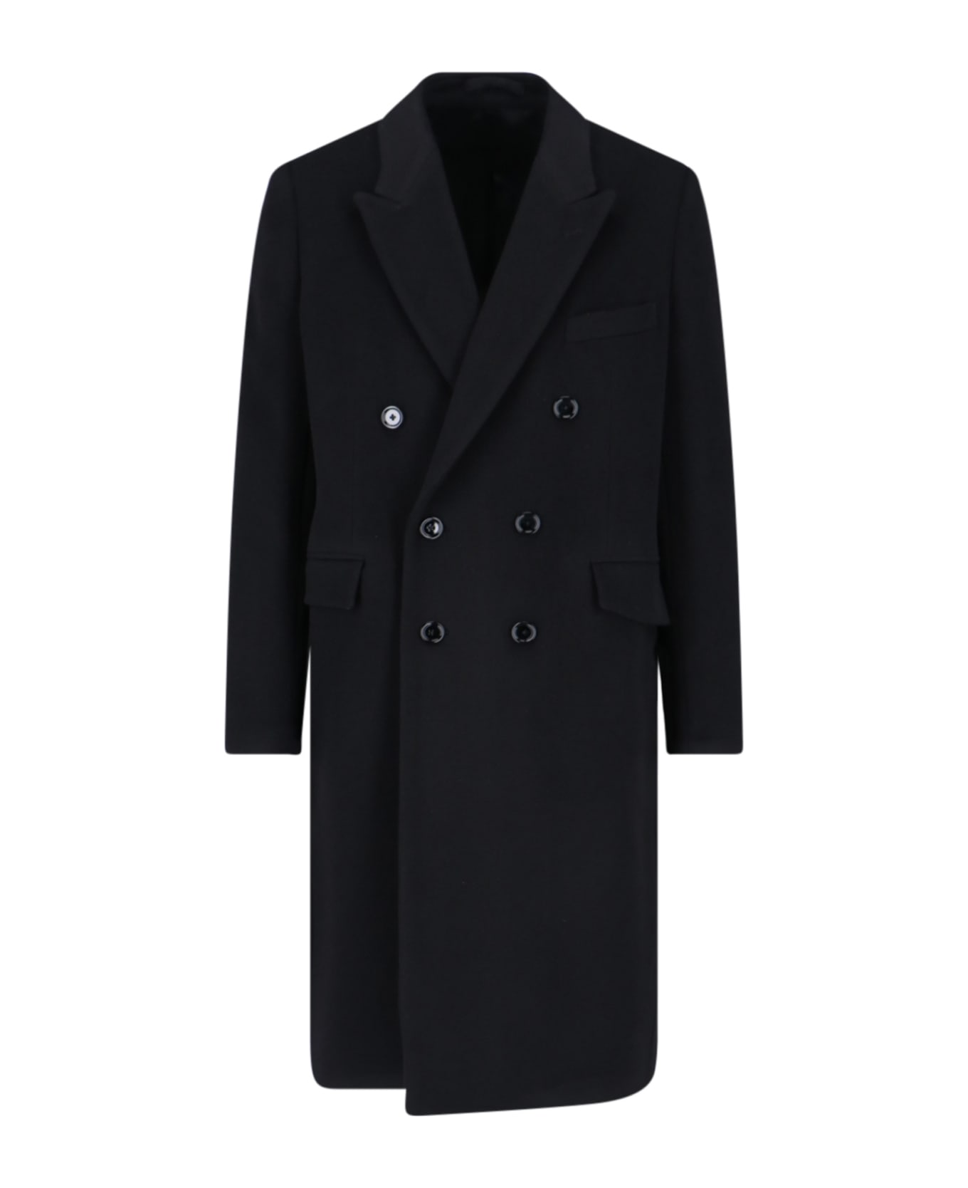 Lardini Double-breasted Midi Coat - Black  