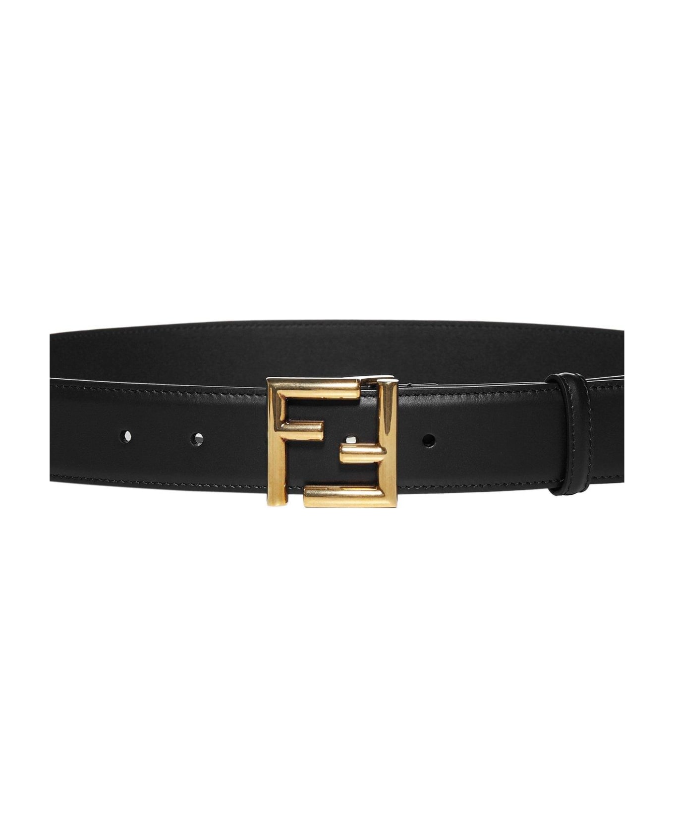 Fendi Ff Logo Plaque Buckle Belt - Nero/Oro