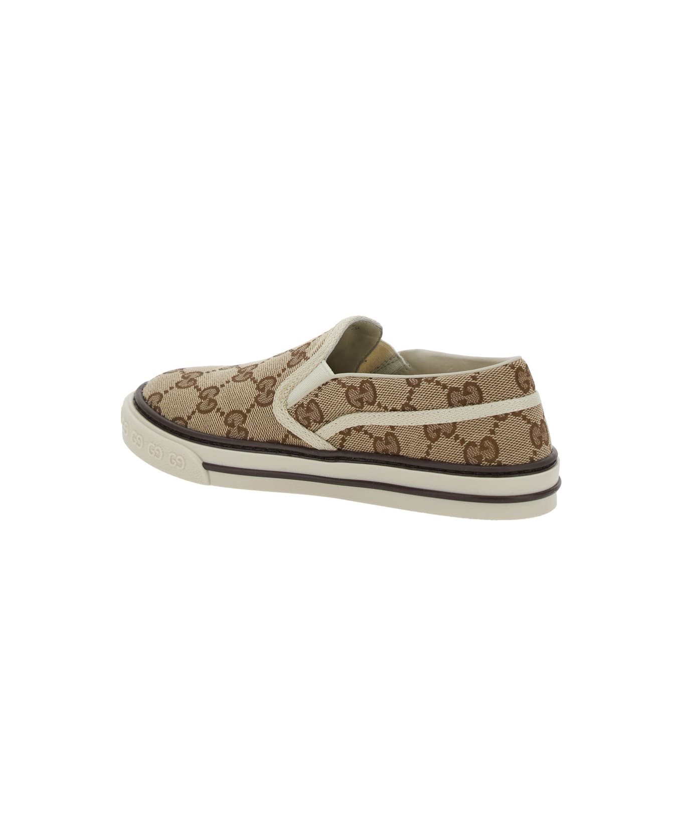 Gucci Beige Loafers With All-over Gg Motif In Fabric Boy - Beige