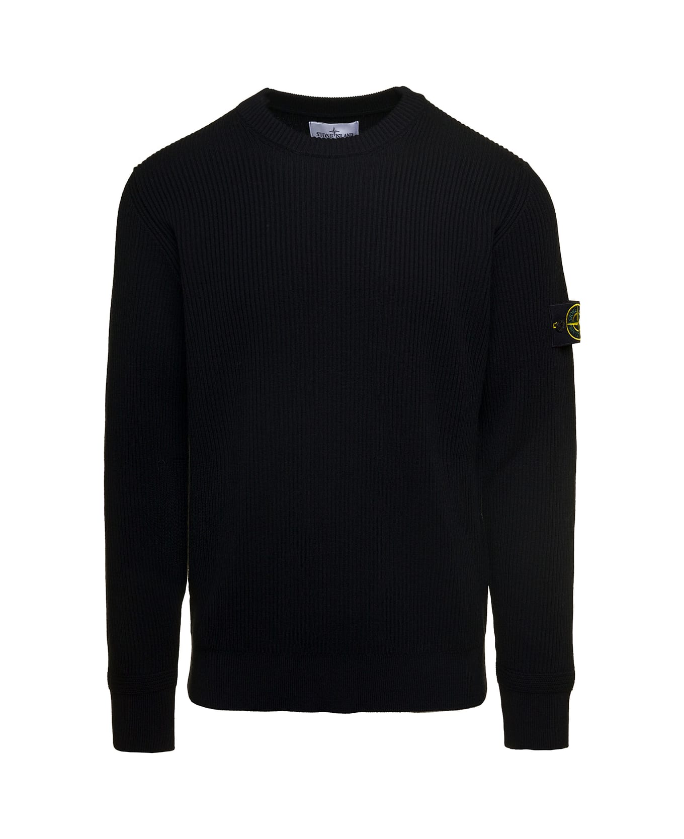 Stone Island Crew-neck Wool Sweater - Nero