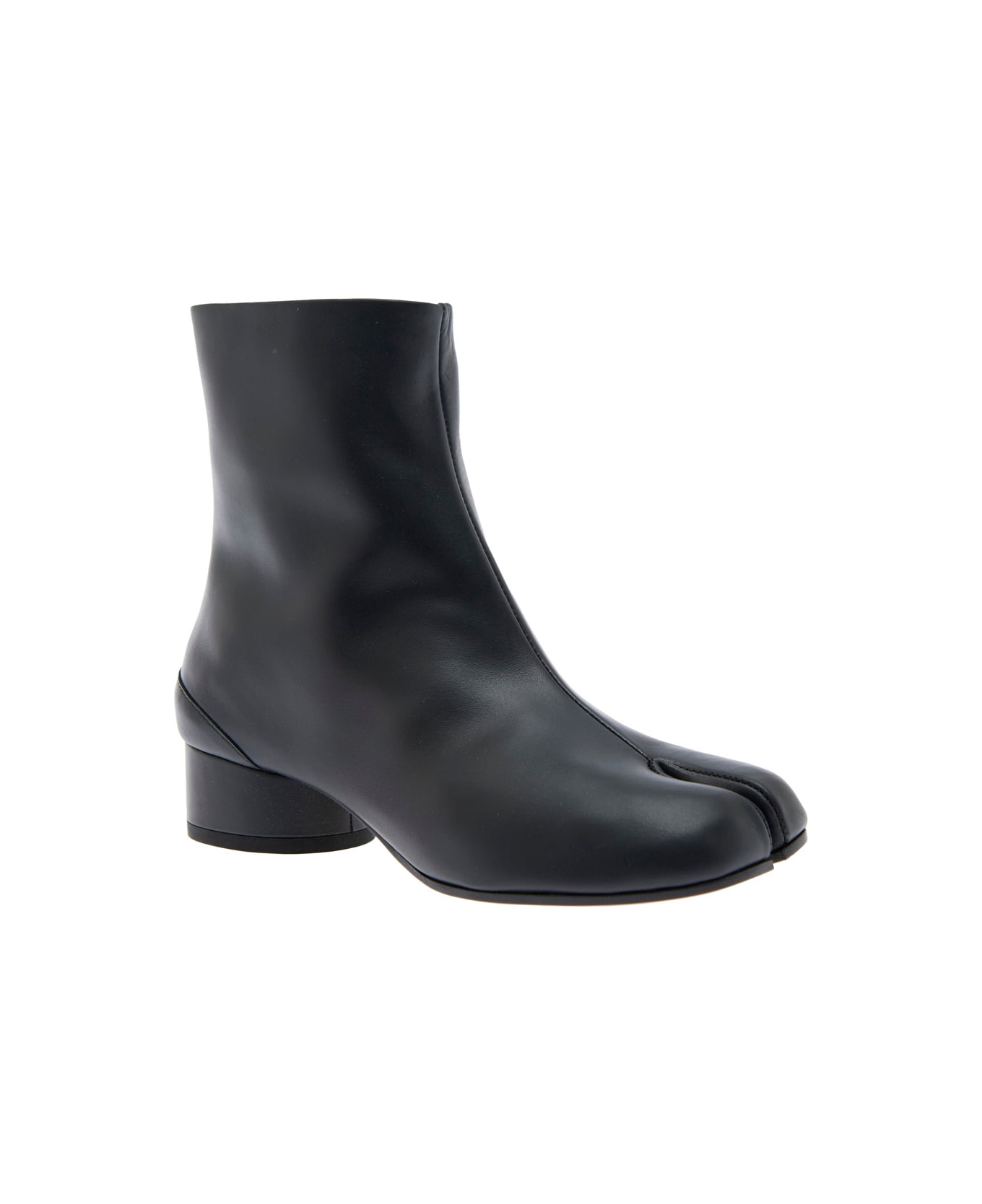 Maison Margiela 
tabi
 Black Ankle Boots In Leather Woman - Black