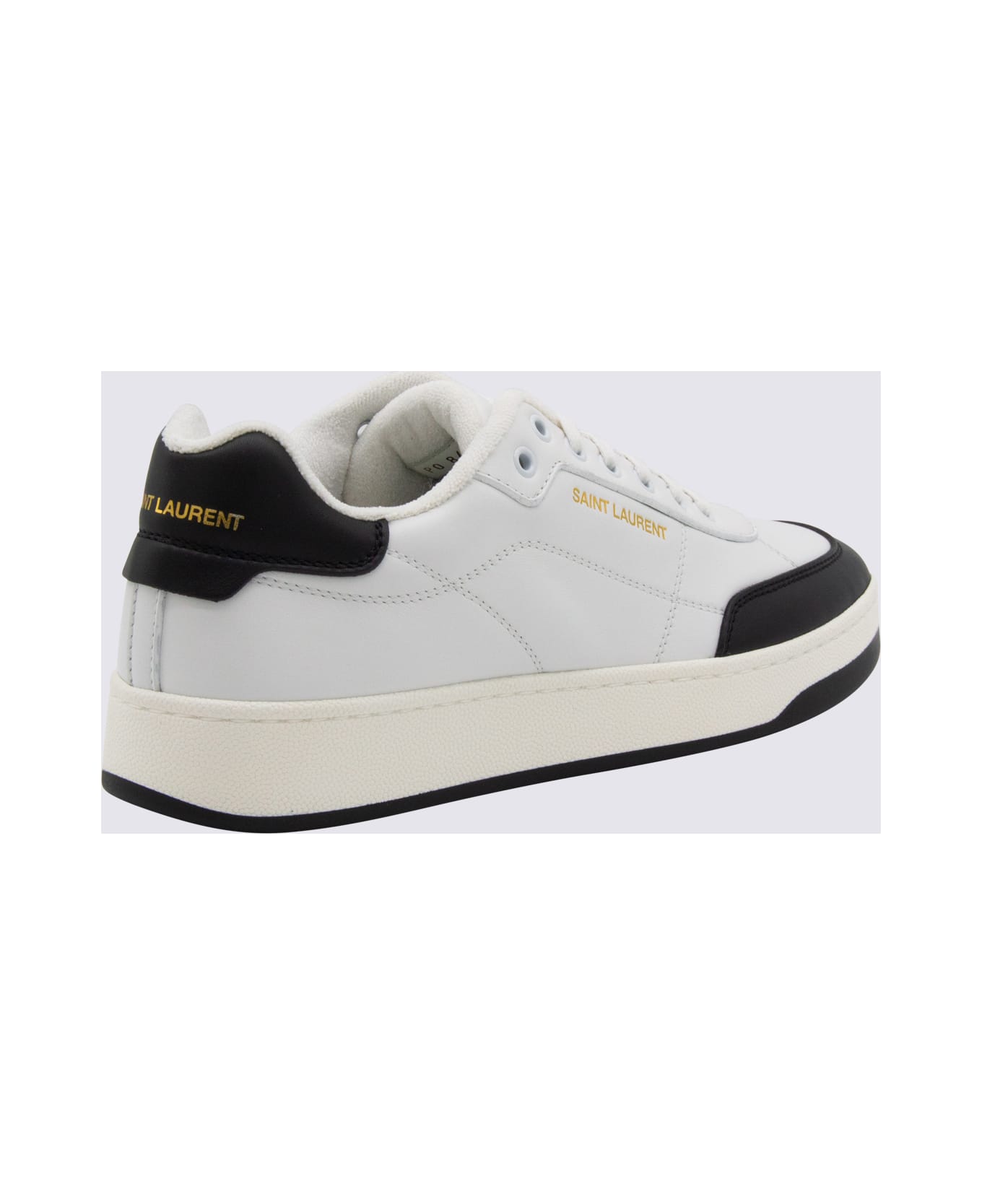 Saint Laurent White And Black Leather Sneakers - White