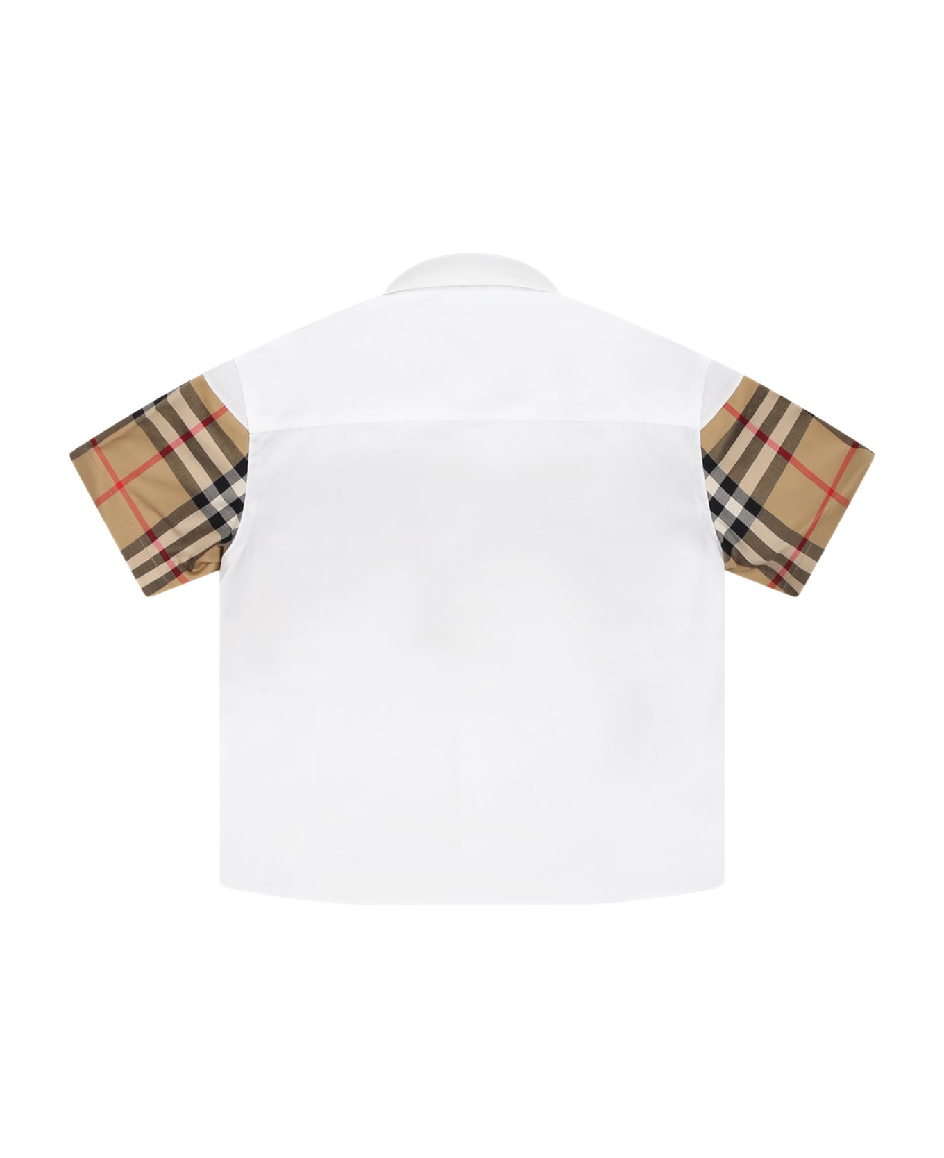 Burberry White Shirt For Baby Boy With Iconic Vintage Check - White