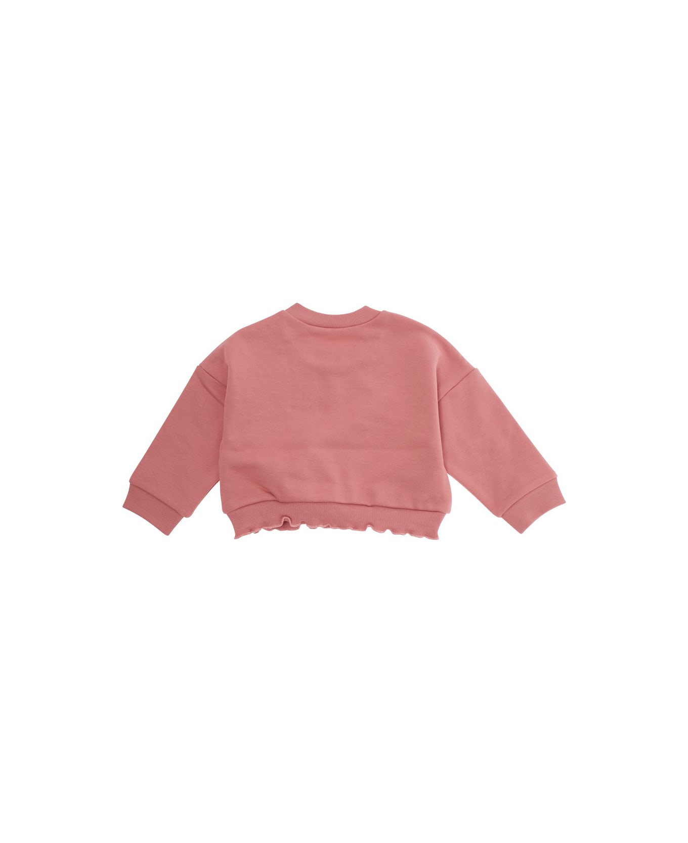 Marni Pink Crew-neck Sweatshirt With Logo On Front In Cotton Baby - Pink