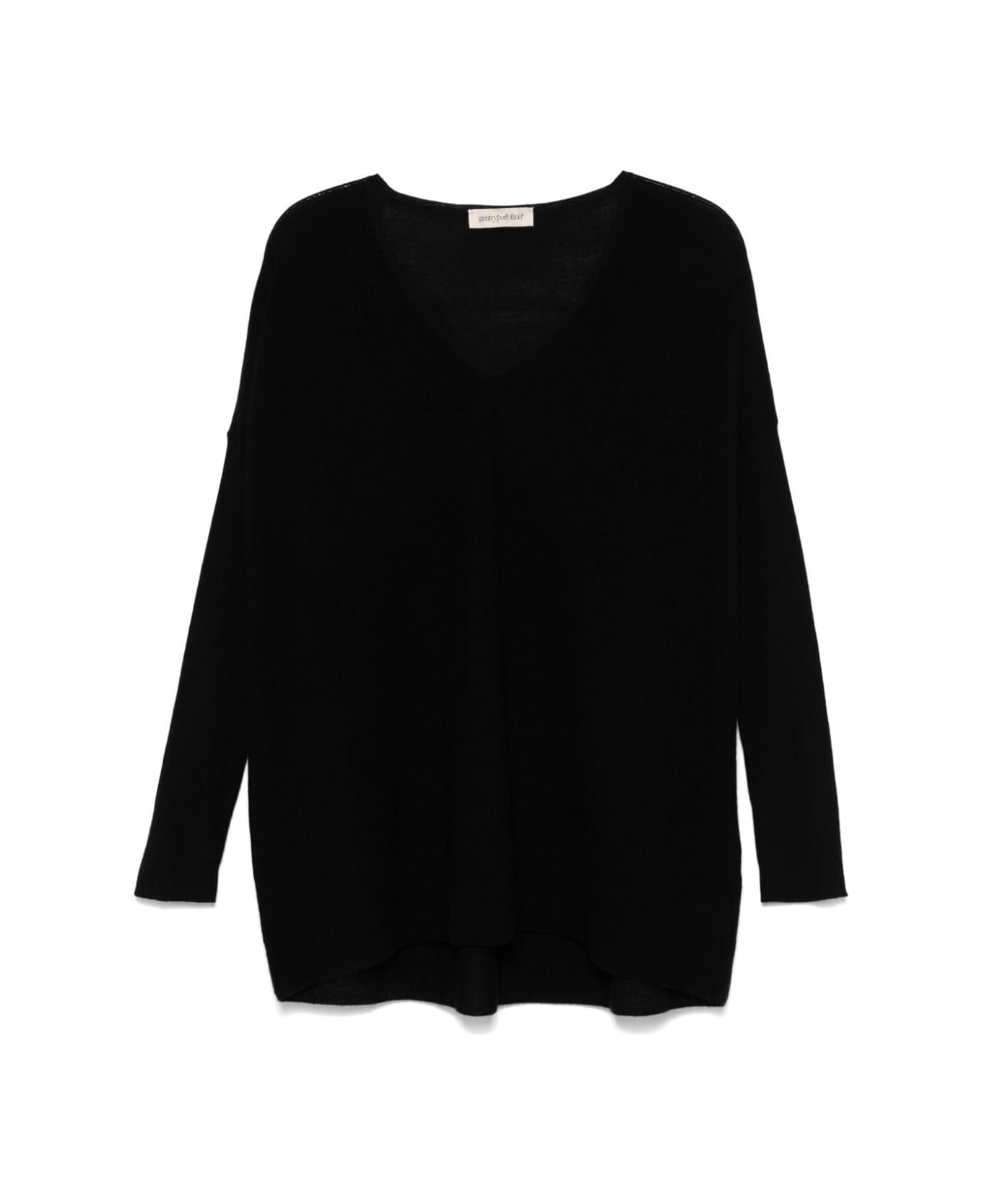 Gentry Portofino Knit V Neck Sweater - Black