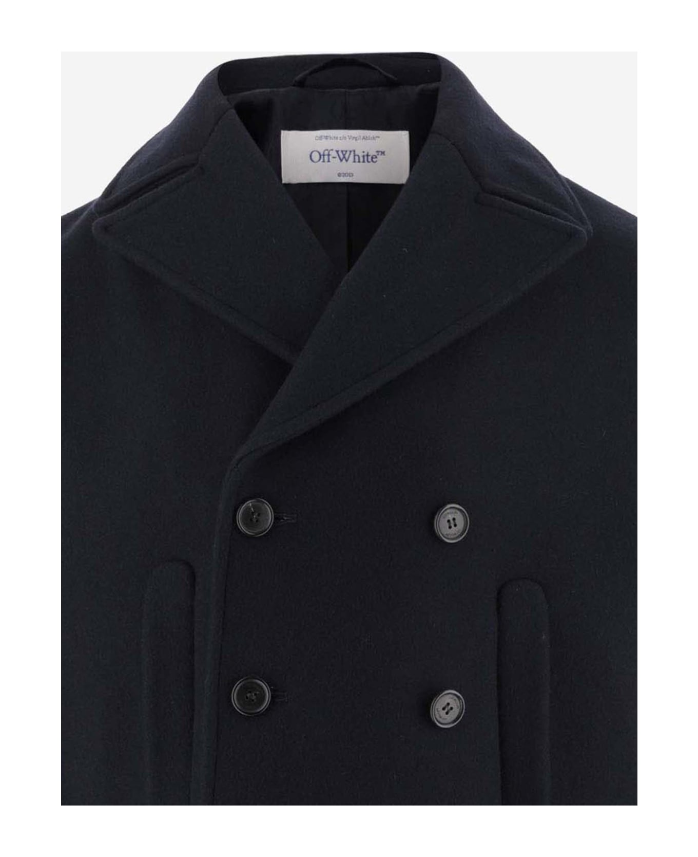 Off-White Double-breasted Peacoat - Black
