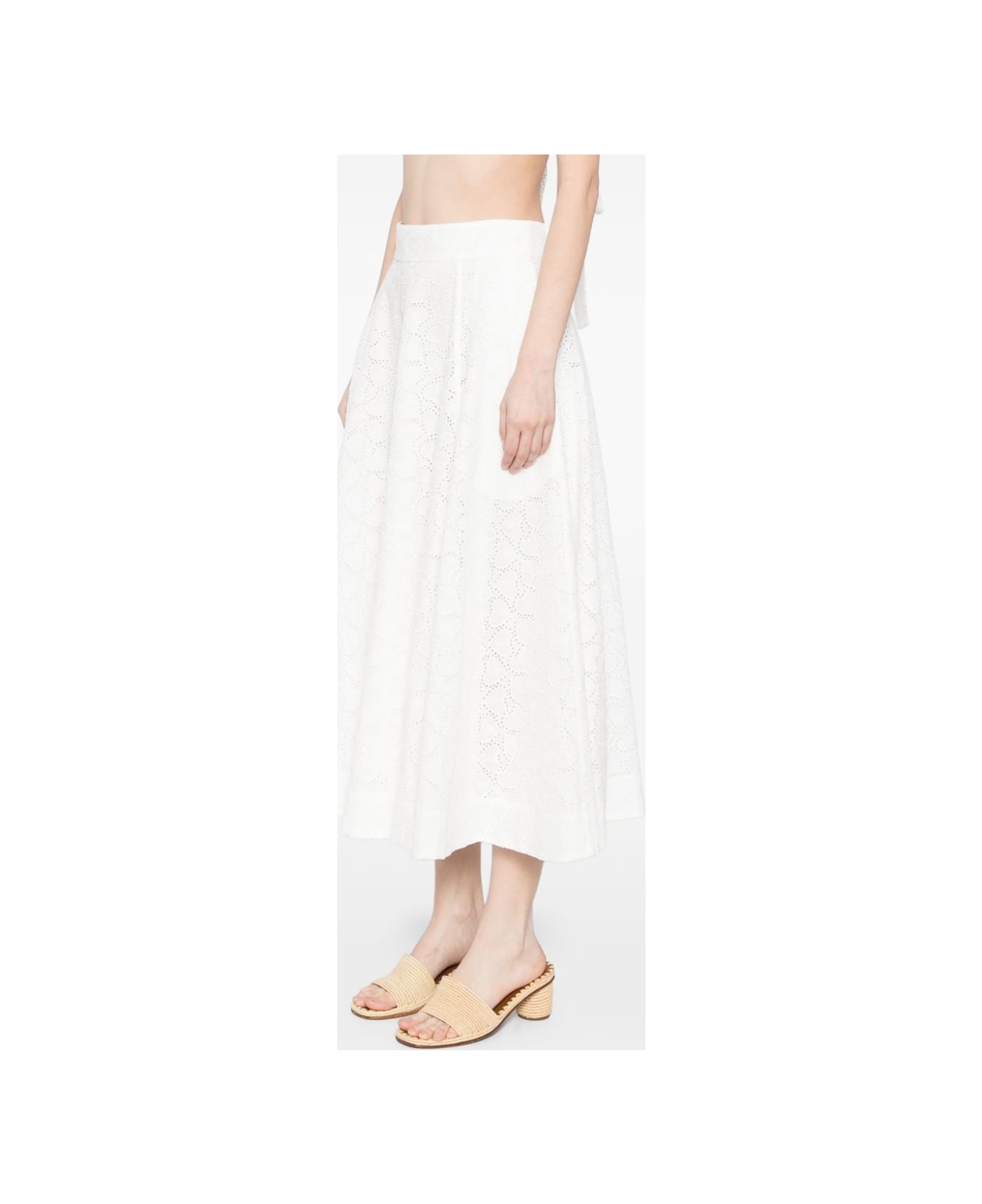 Zimmermann Crush Cotton Midi Skirt - White