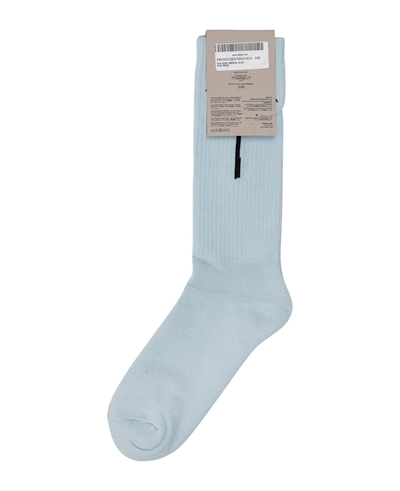 Palm Angels Sock With Logo Embroidery - Light blue