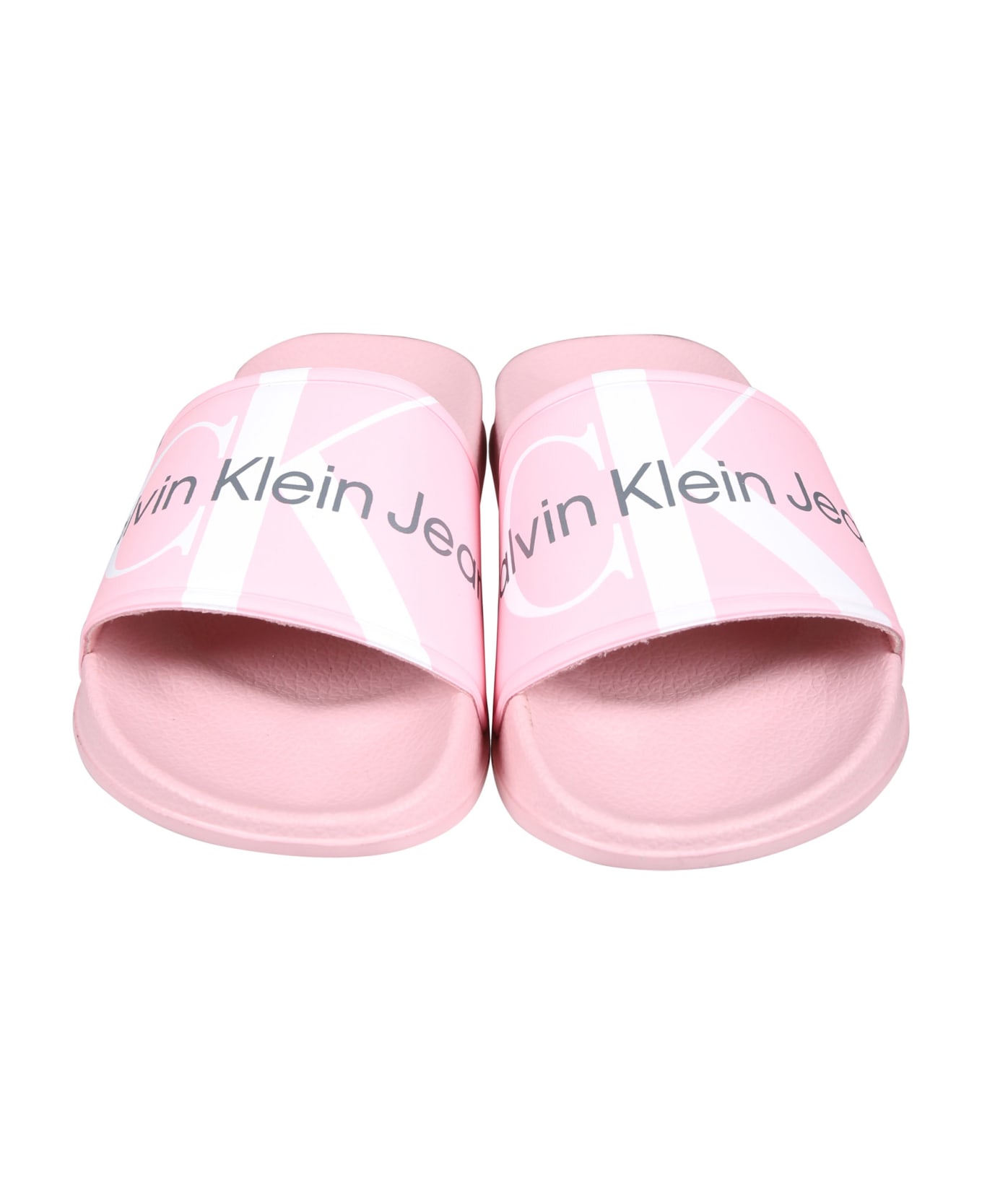 Calvin Klein Pink Slippers For Girl With Logo - Pink シューズ