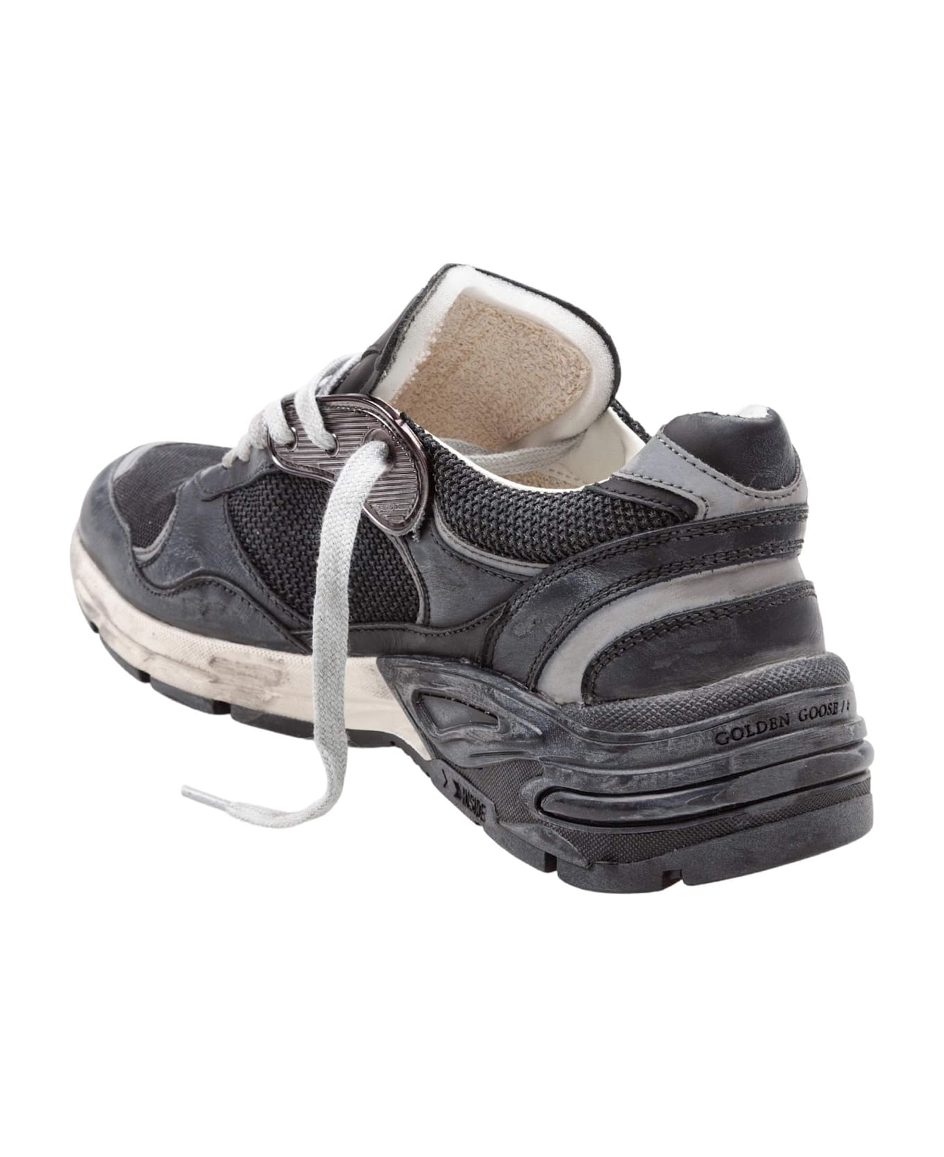 Golden Goose Black Leather And Mesh Running Dad Sneakers - Black/Gray