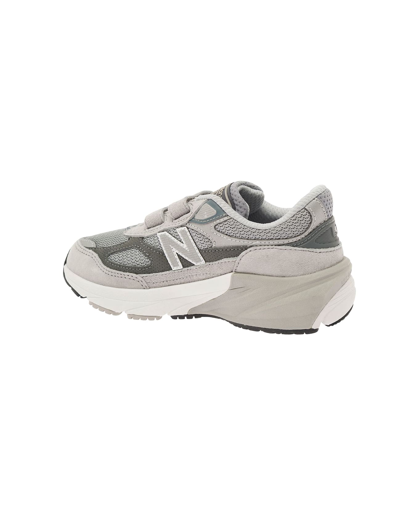 New Balance Grey Low Top Sneakers With Logo Detail In Leather And Fabric Boy - Grey