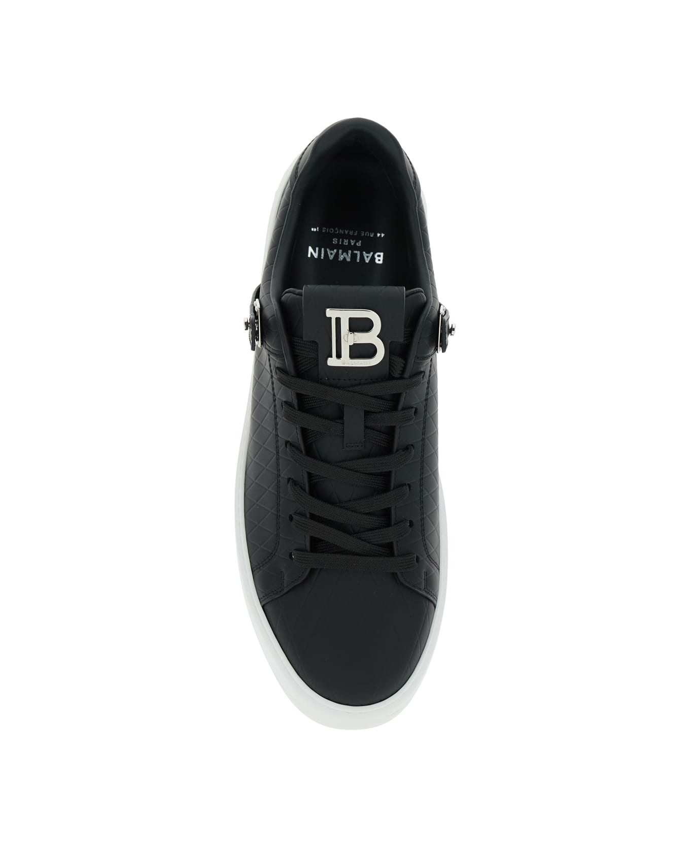 Balmain B-court B-buzz-grid Embossed Calfskin - Noir/Blanc