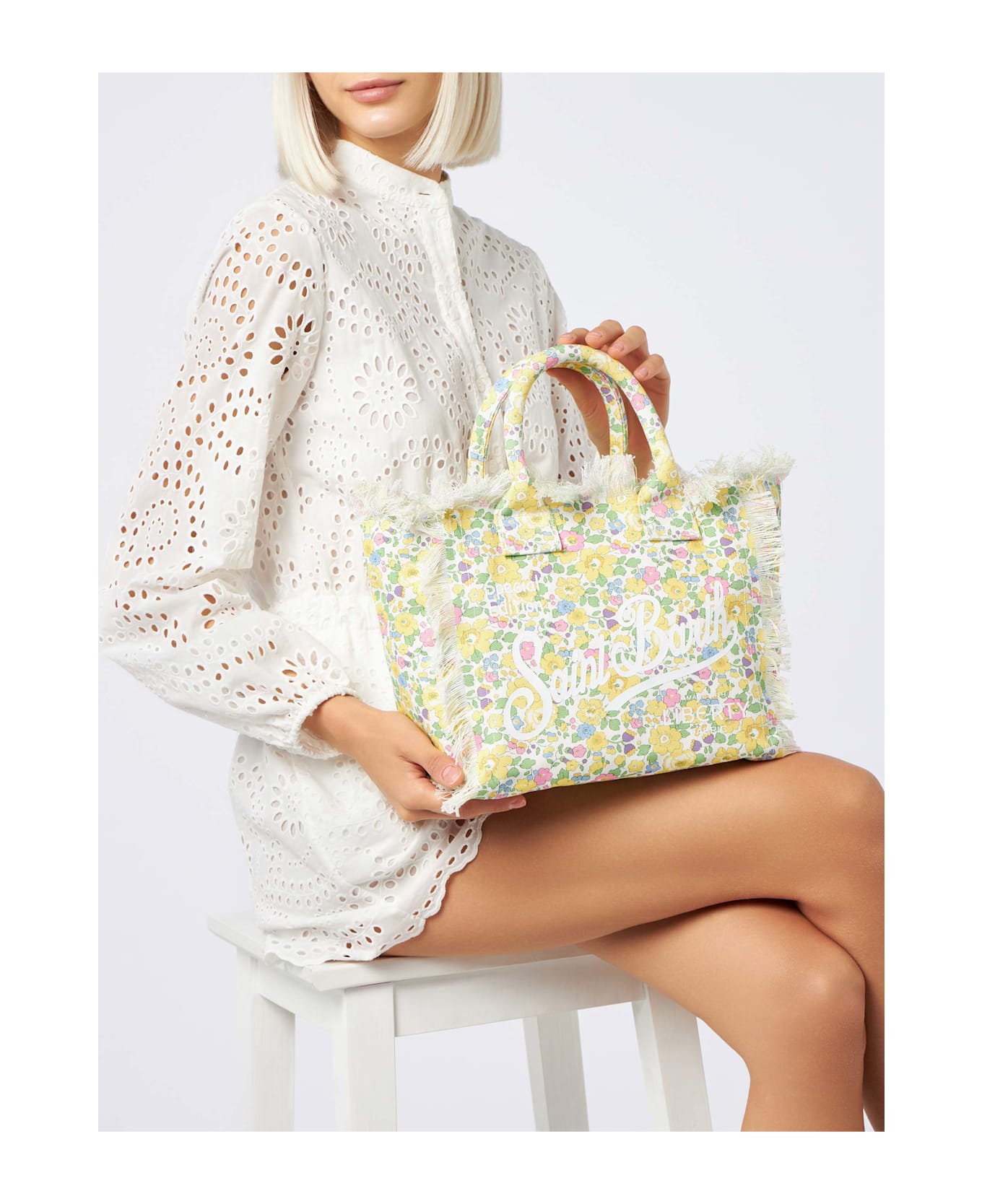 MC2 Saint Barth Betsy Cotton Canvas Colette Liberty Handbag |made With Liberty Fabric - YELLOW