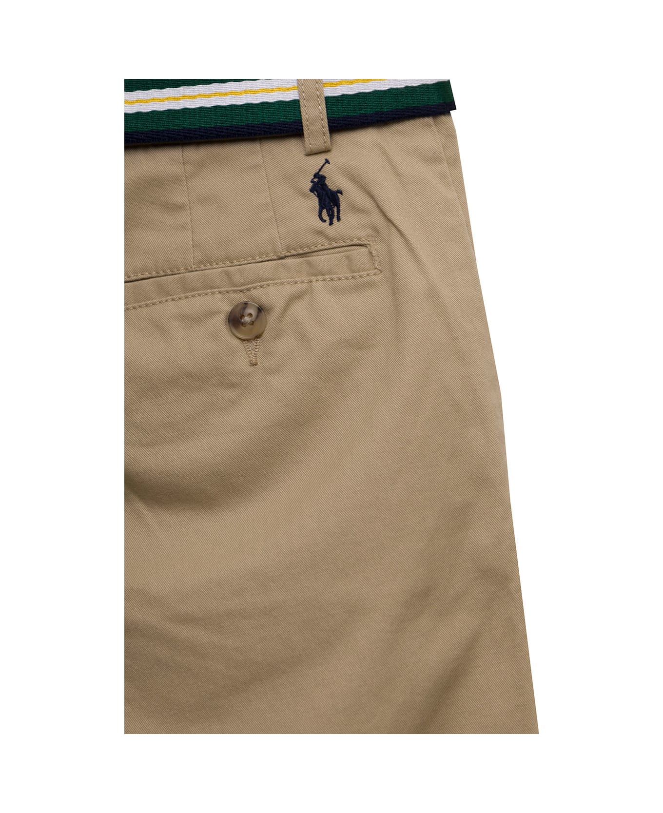 Ralph Lauren Polo Ralph Lauren Kids Boy's Beige Cotton Shorts With Belt - Beige/Khaki