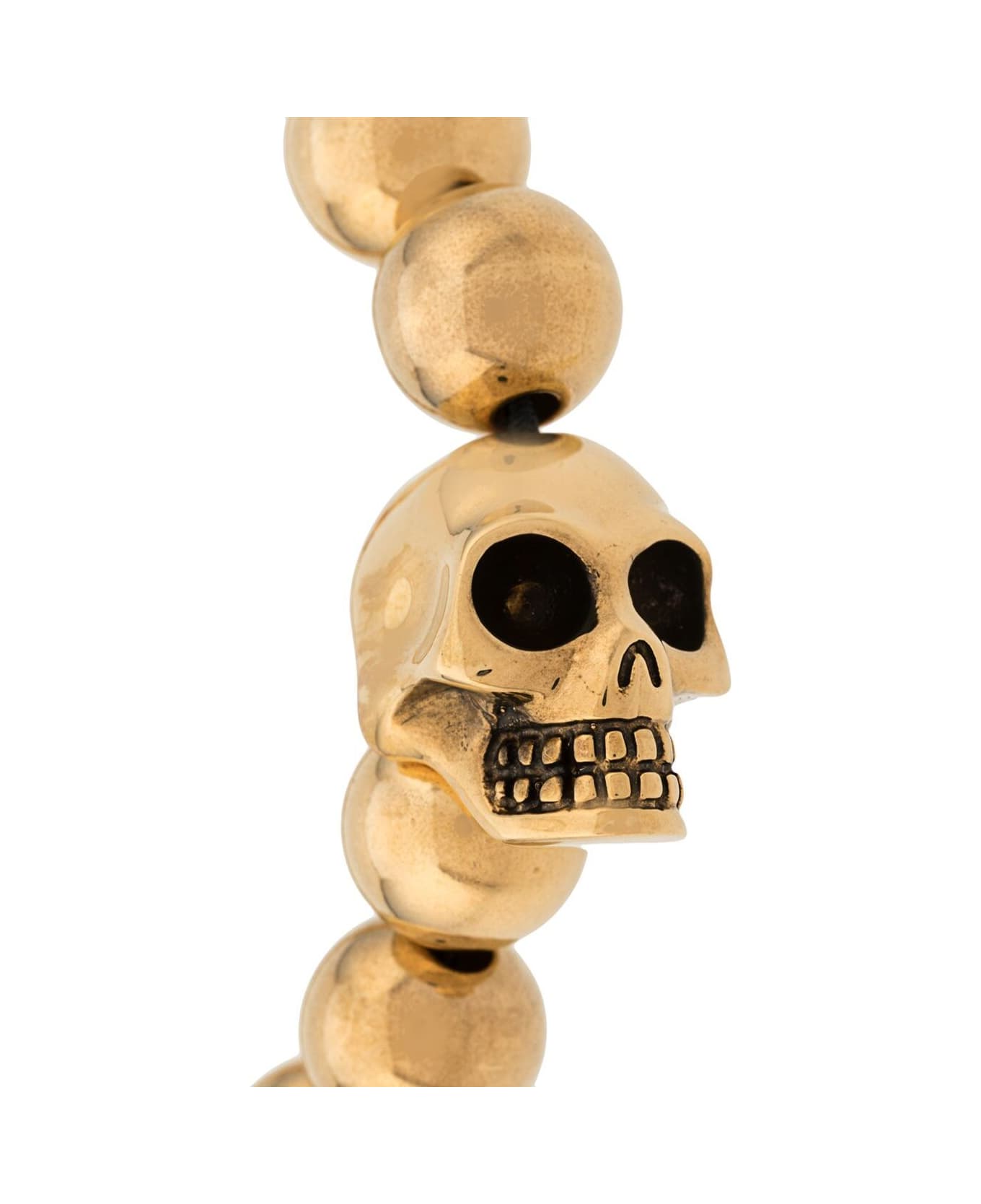 Alexander McQueen Man's Golden Brass Skull Bracelet - Metallic