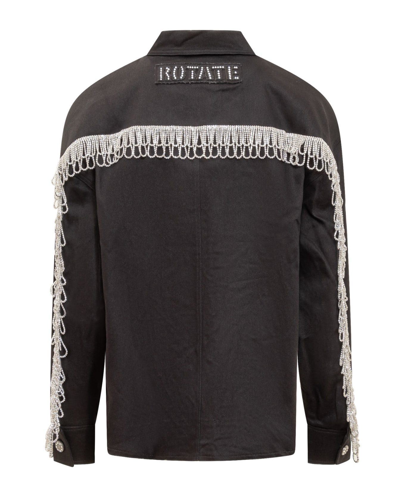 Rotate by Birger Christensen Denim Jacket With Rhinestones - BLACK