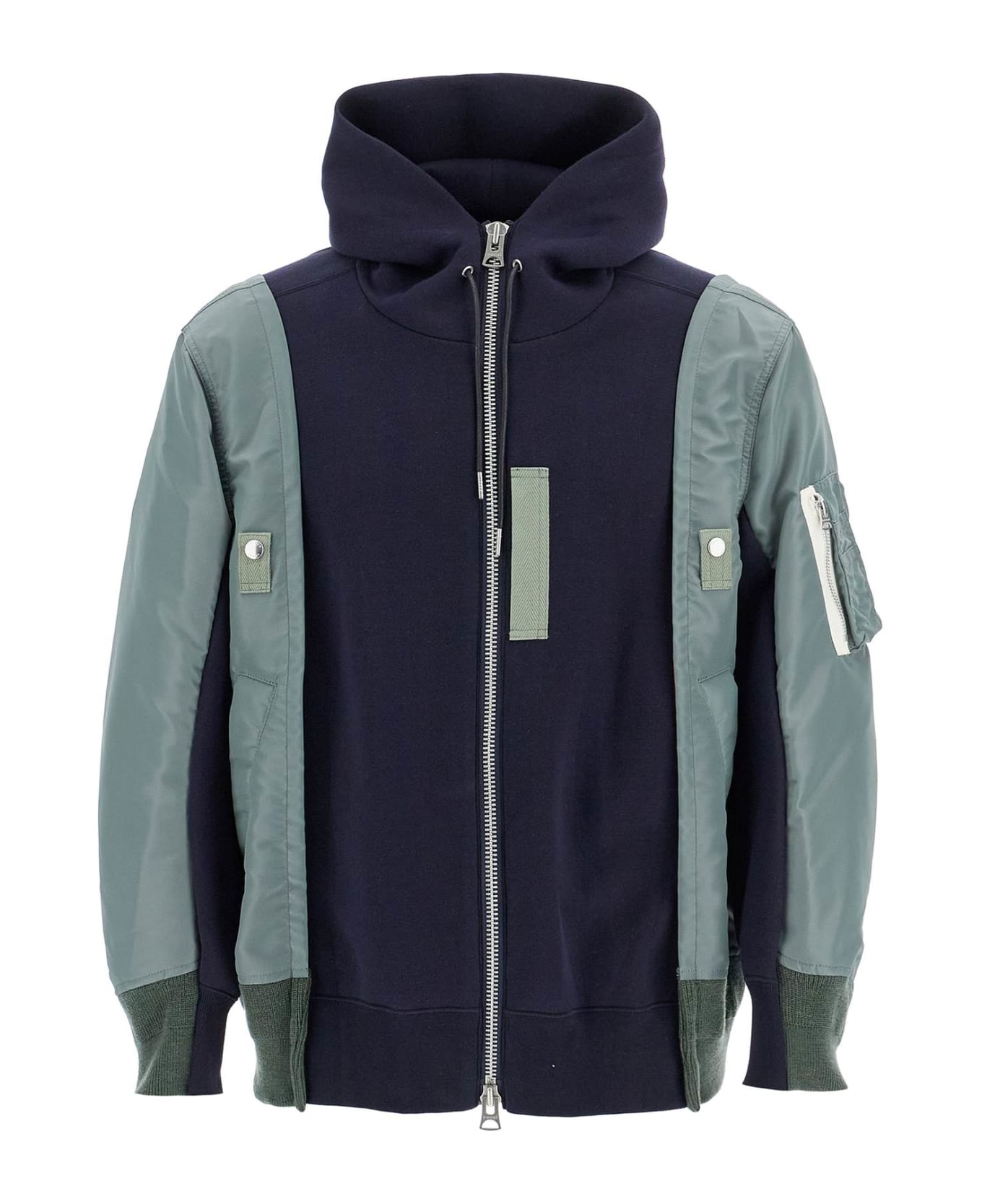 Sacai Bomber Fleece Hoodie Zip - NAVYBKHAKI