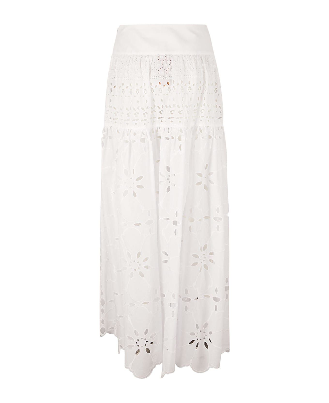 Ermanno Scervino High-waist Floral Perforated Skirt - White スカート