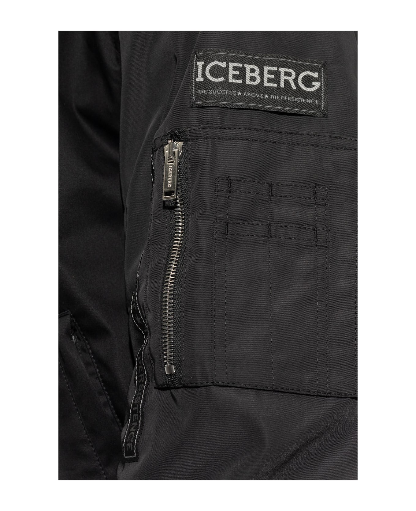Iceberg Bomber Jacket With Patches - Black