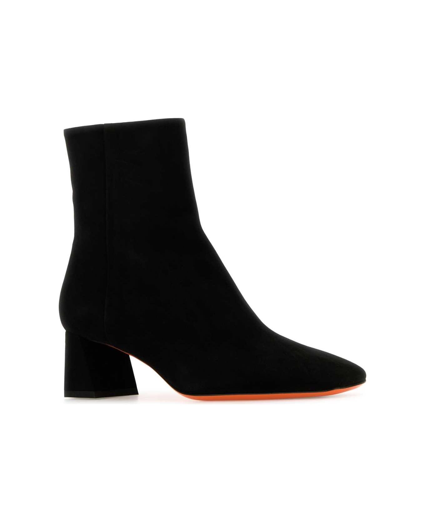 Santoni Black Suede Marta Ankle Boots - BLACK