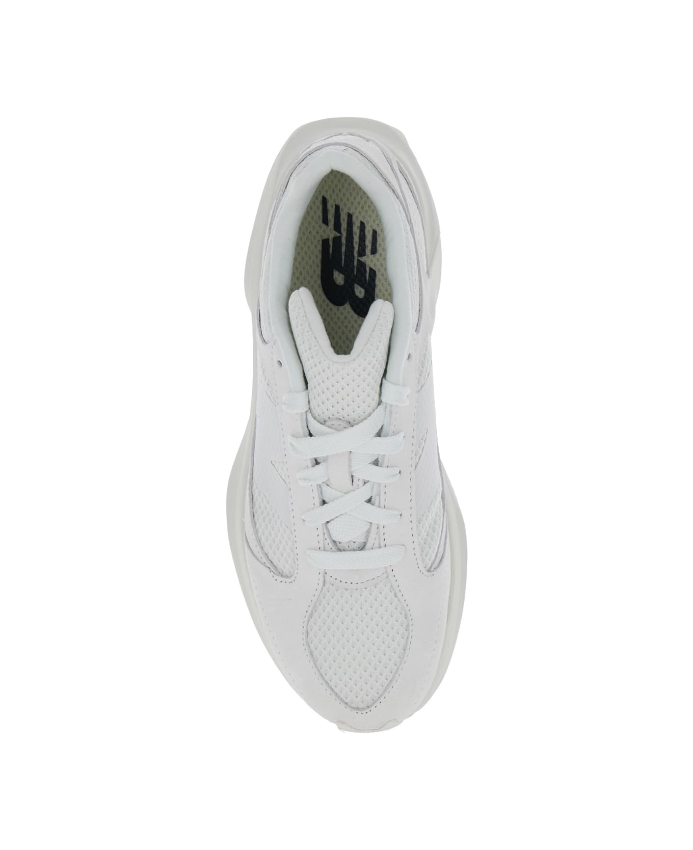 New Balance White Low Top Sneakers With Logo Detail In Suede And Tech Fabric Man - White