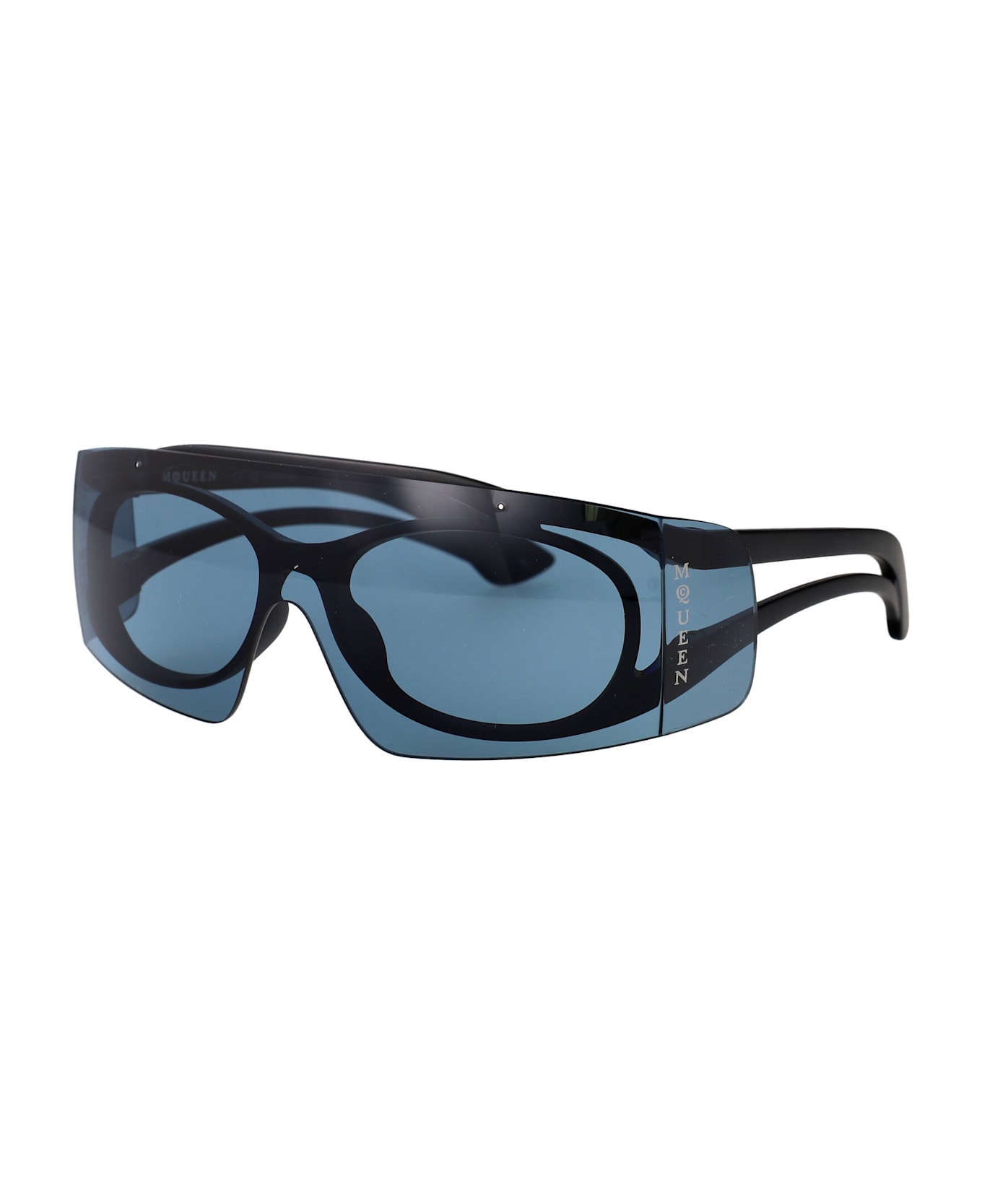 Alexander McQueen Eyewear Am0489s Sunglasses - BLACK-BLACK-BLUE