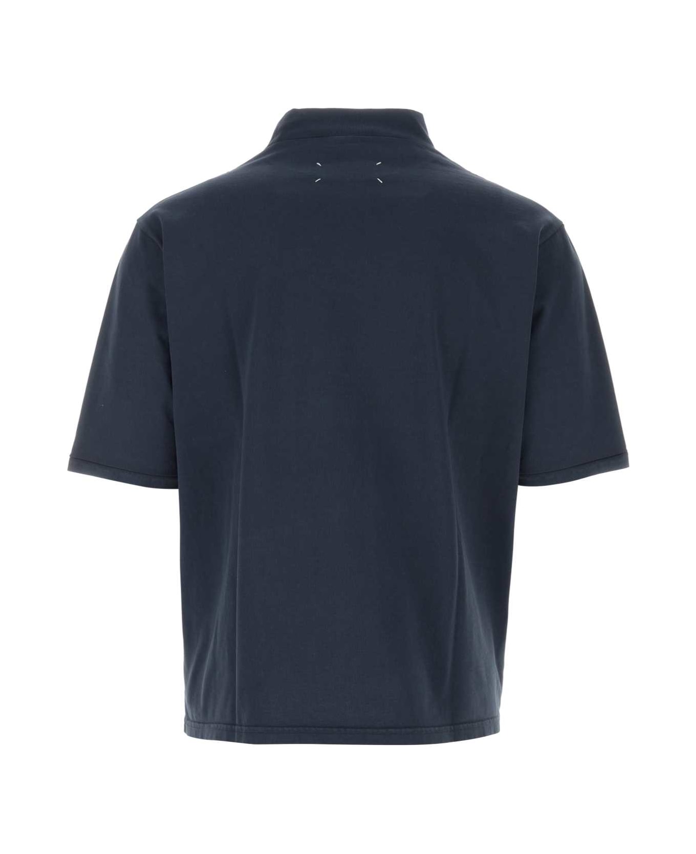 Maison Margiela Navy Blue Cotton T-shirt - NAVY