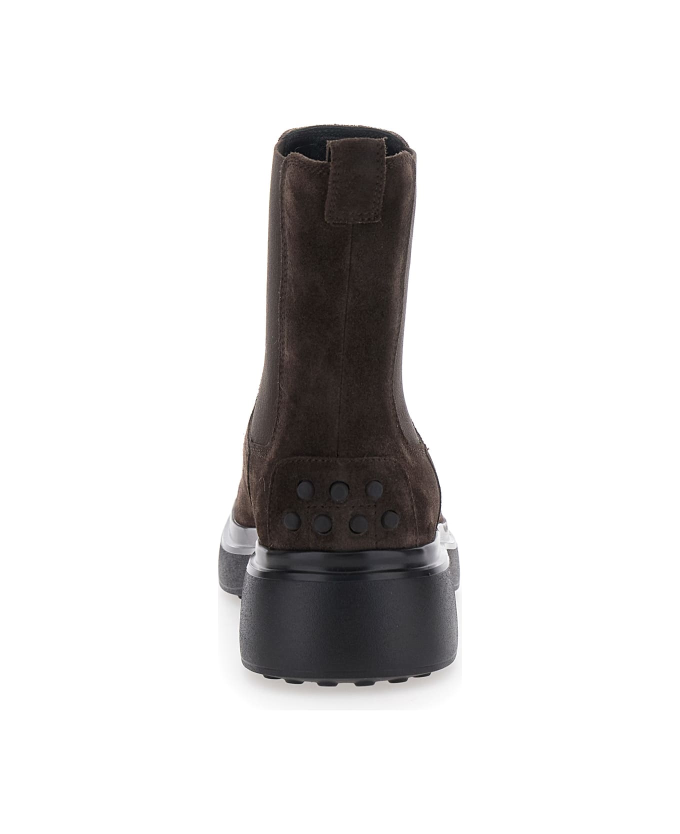Tod
s Bronw Ankle Boots With Elastic Details On The Side And Chunky Sole In Suede Woman - Brown