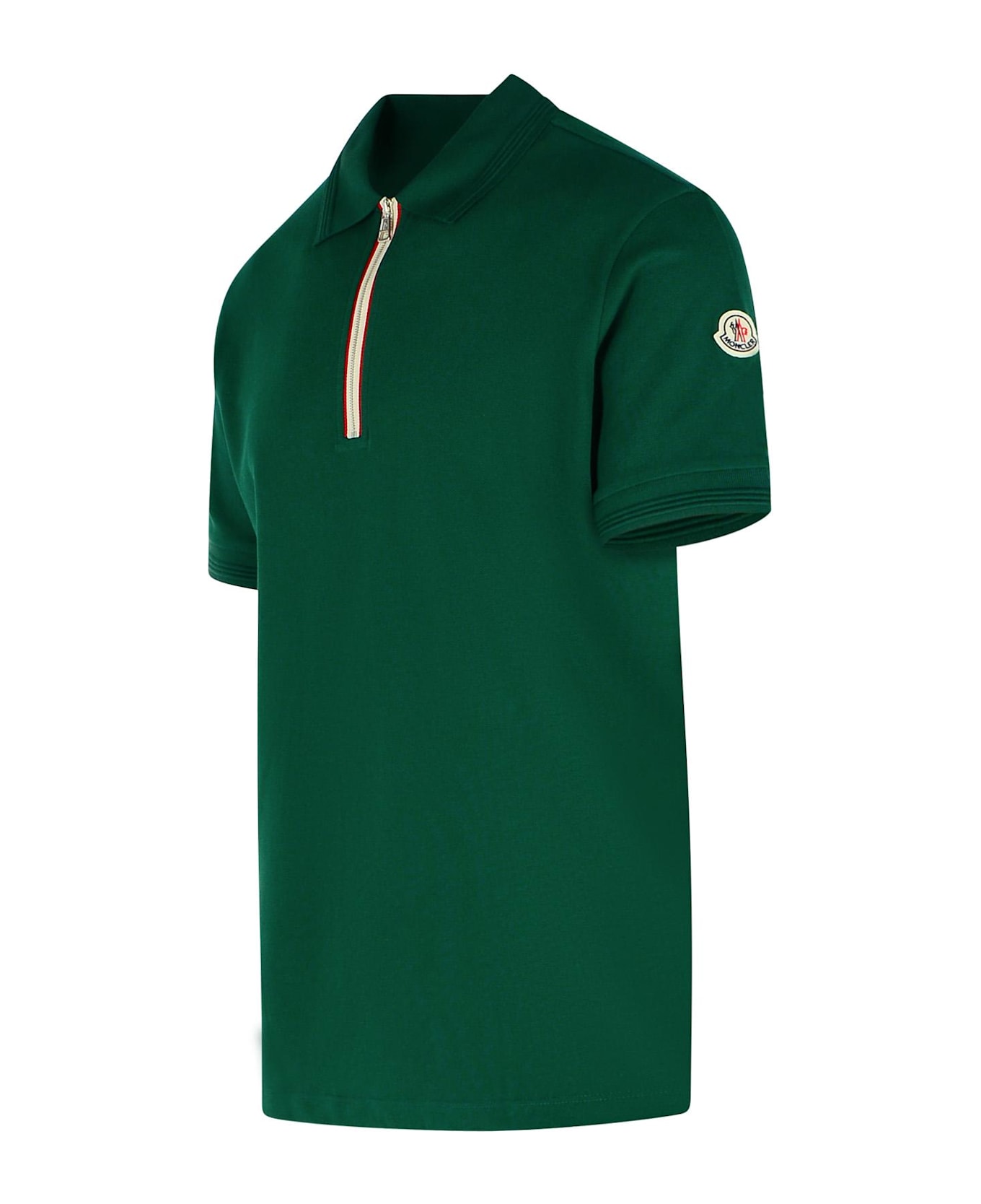 Moncler Polo Shirt In Green Cotton - Green